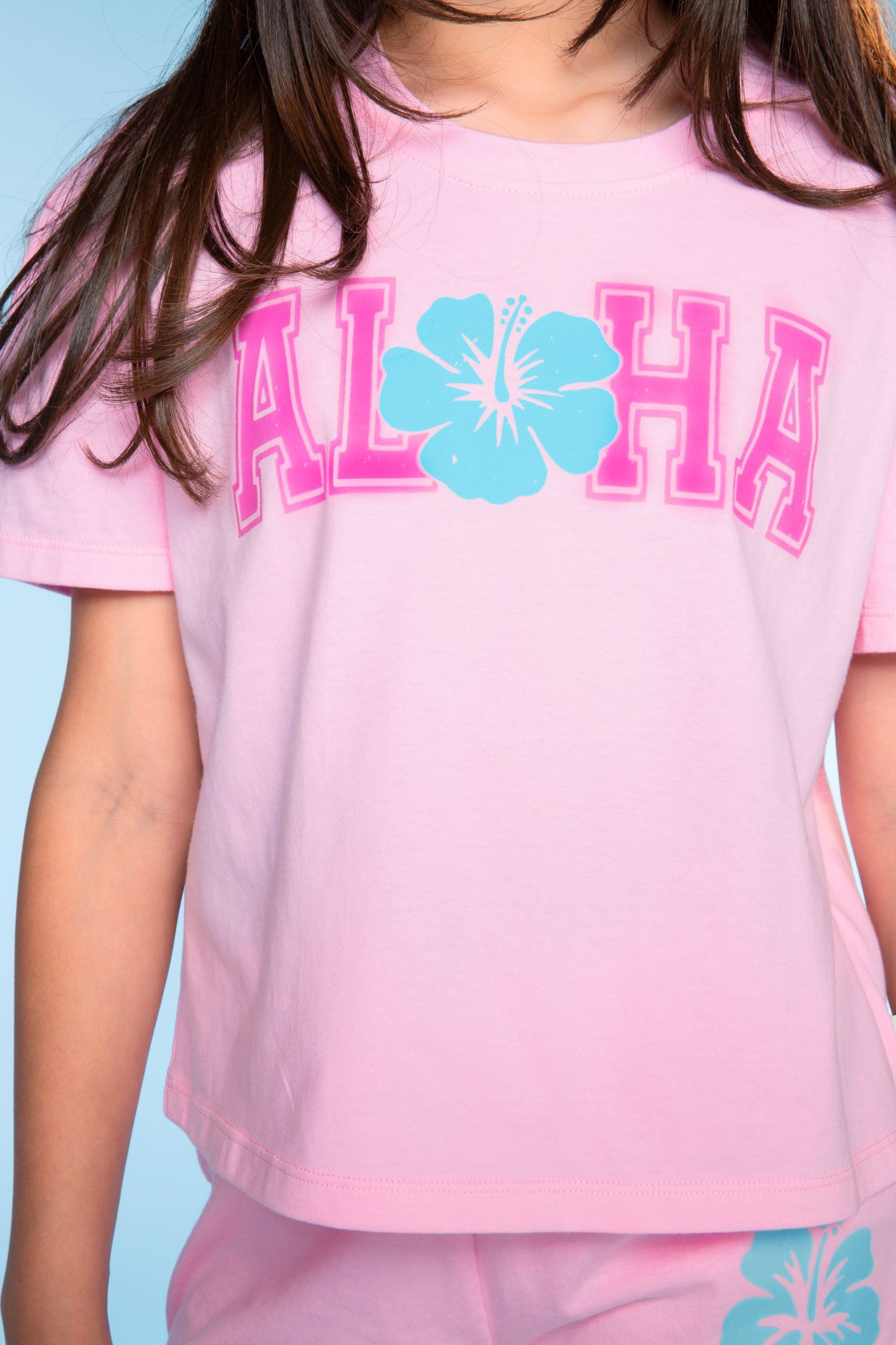 Washed Cotton Easy Tee & Dolphin Short Set - Lilac Hawaii - NEW!