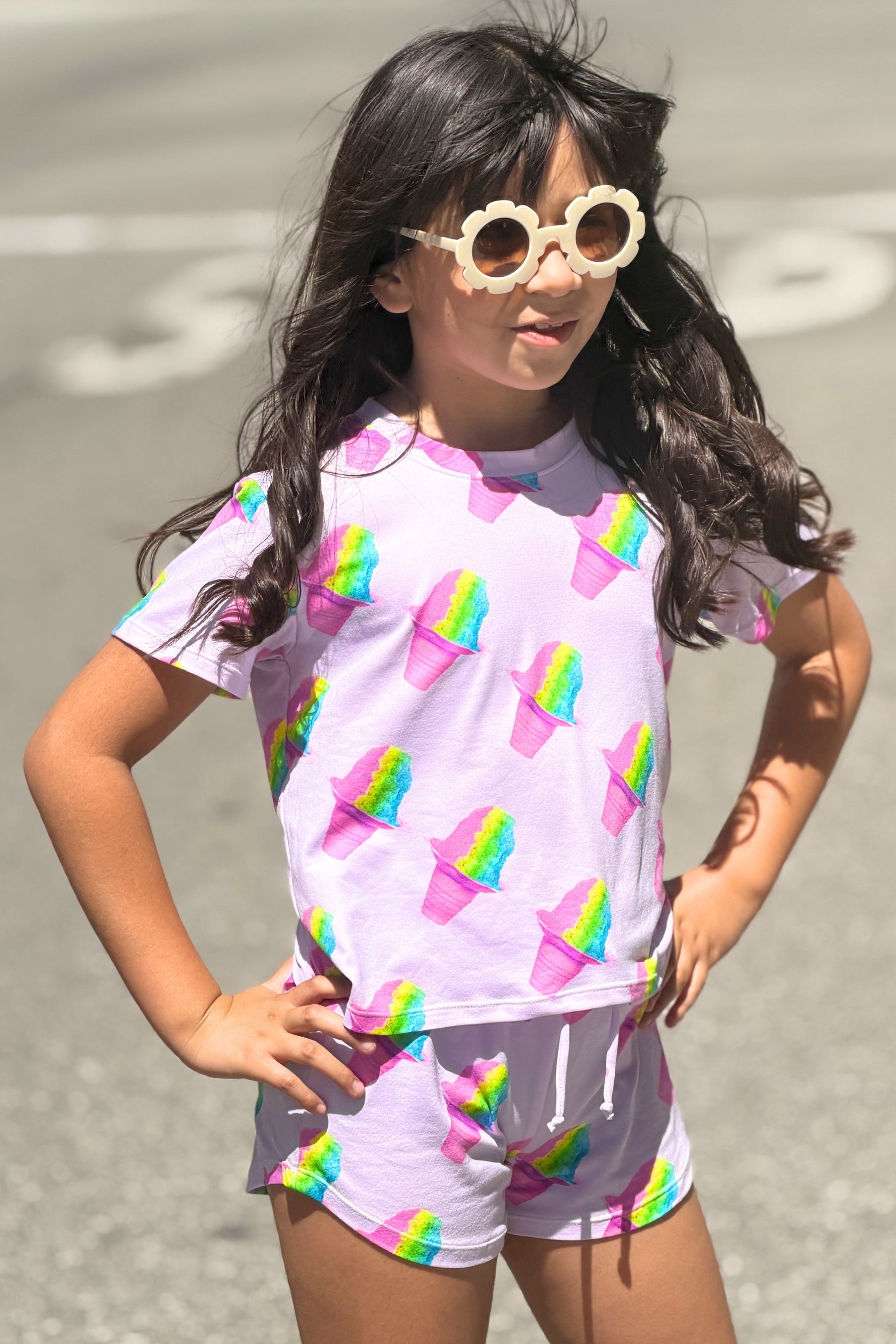 Simply Soft Easy Tee & Dolphin Short - Blue Rainbow Ice Cream