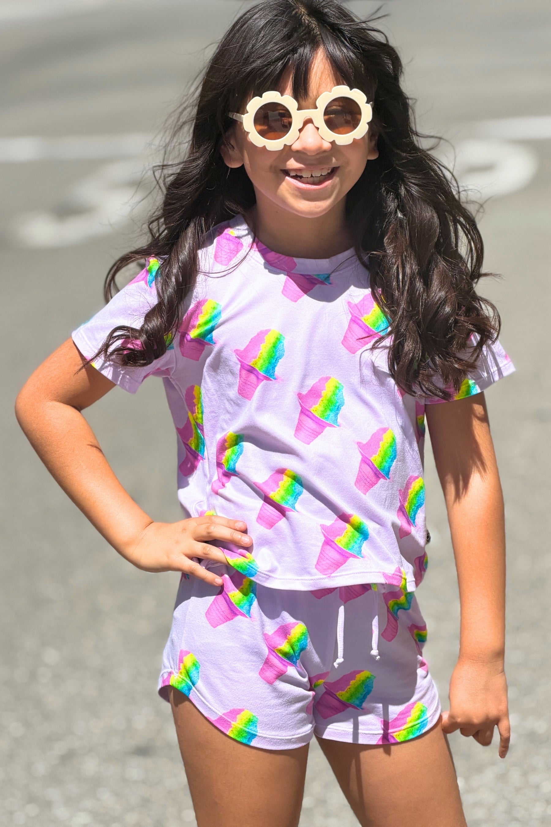 Simply Soft Easy Tee & Dolphin Short - Blue Rainbow Ice Cream