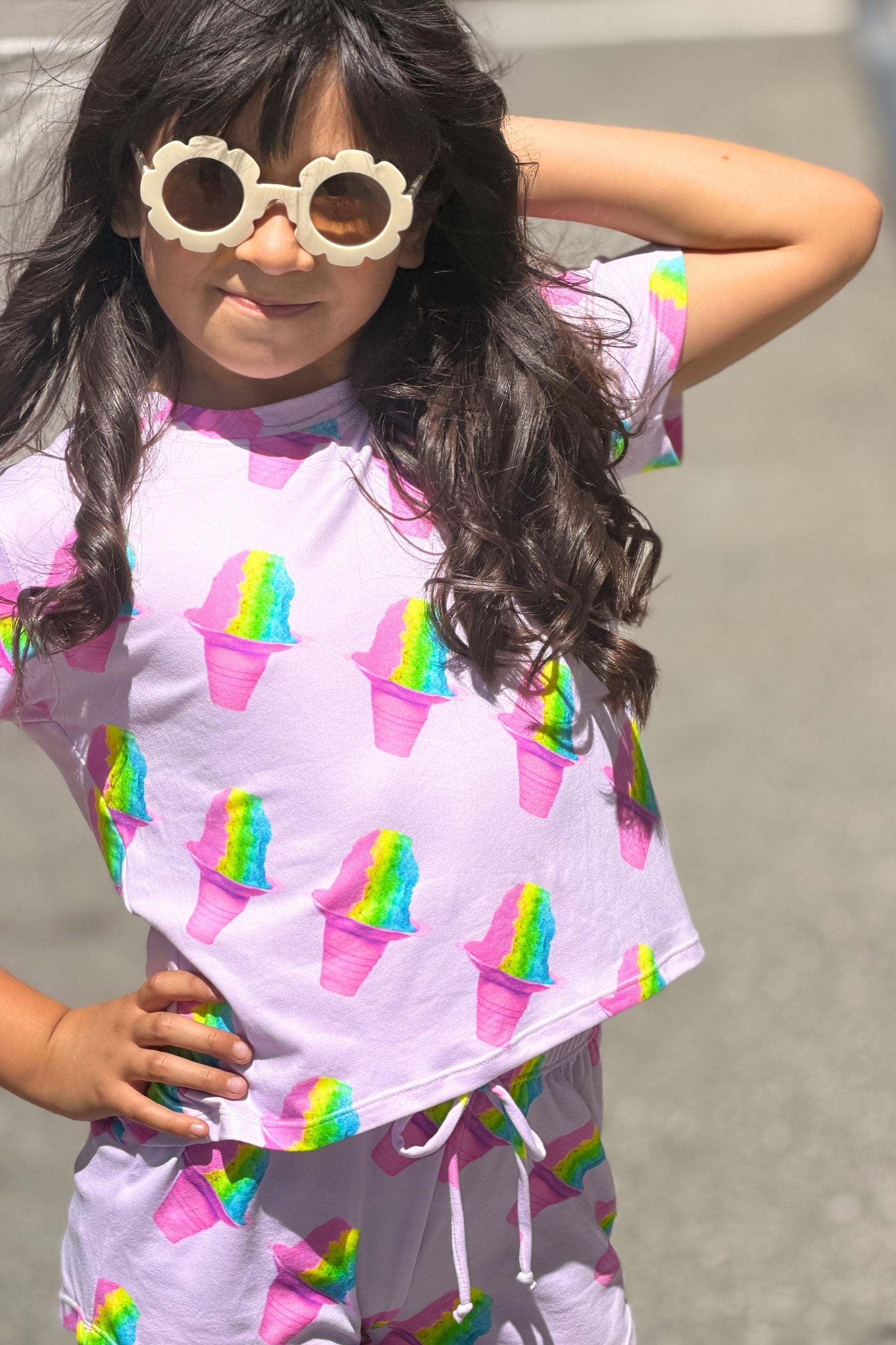 Simply Soft Easy Tee & Dolphin Short - Blue Rainbow Ice Cream