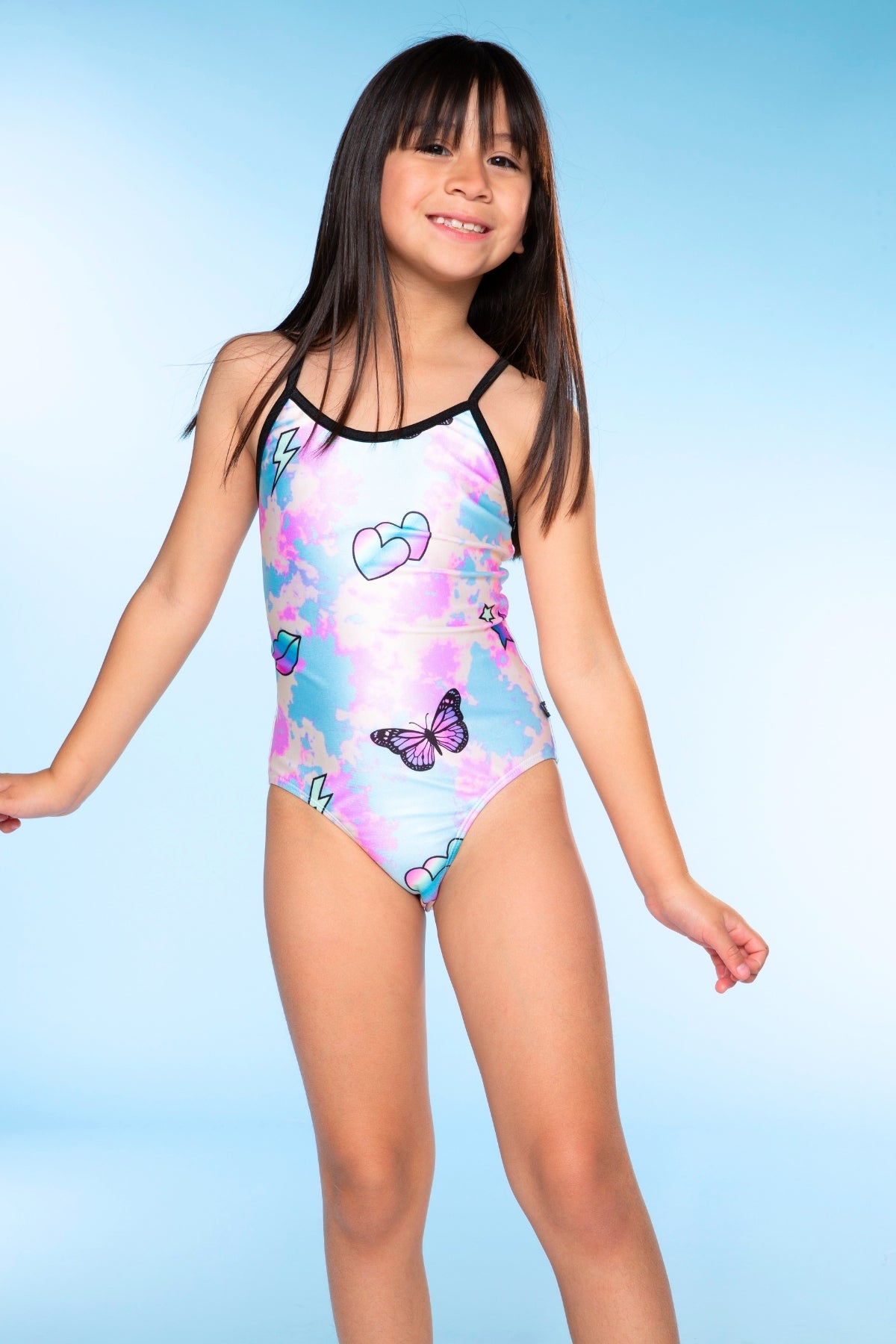 Strappy One Piece Swimsuit - Pink Bleach Tie Dye
