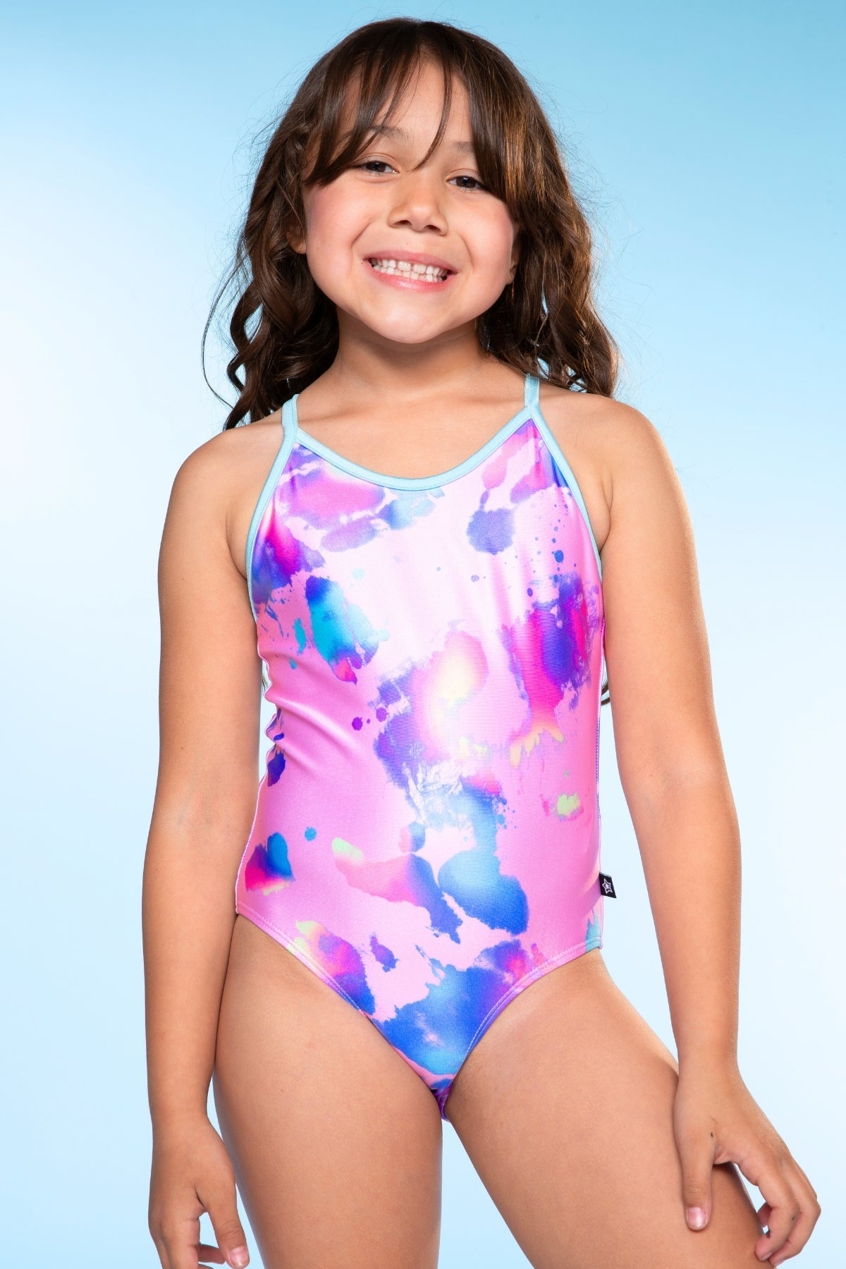 Strappy One Piece Swimsuit - Pink Bleach Tie Dye