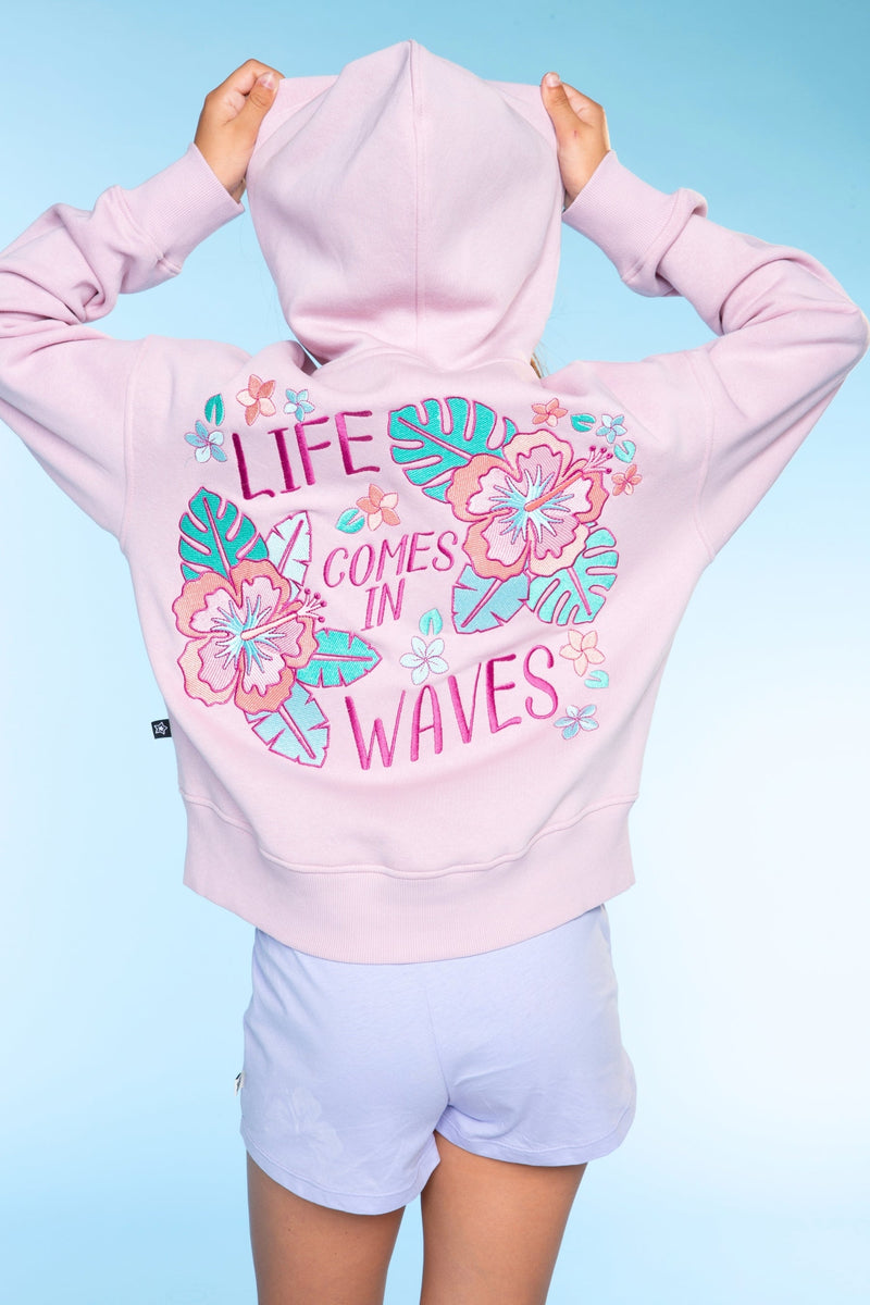 Cloud Soft French Terry Everyday Hoodie - Vintage Rose Hibiscus - NEW!
