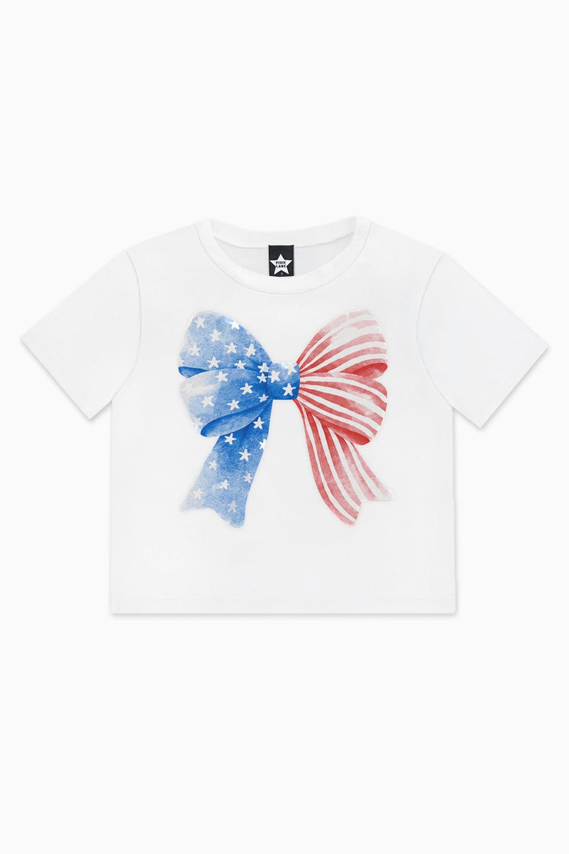 Simply Soft Easy Tee. - Ivory Americana Bow - NEW!