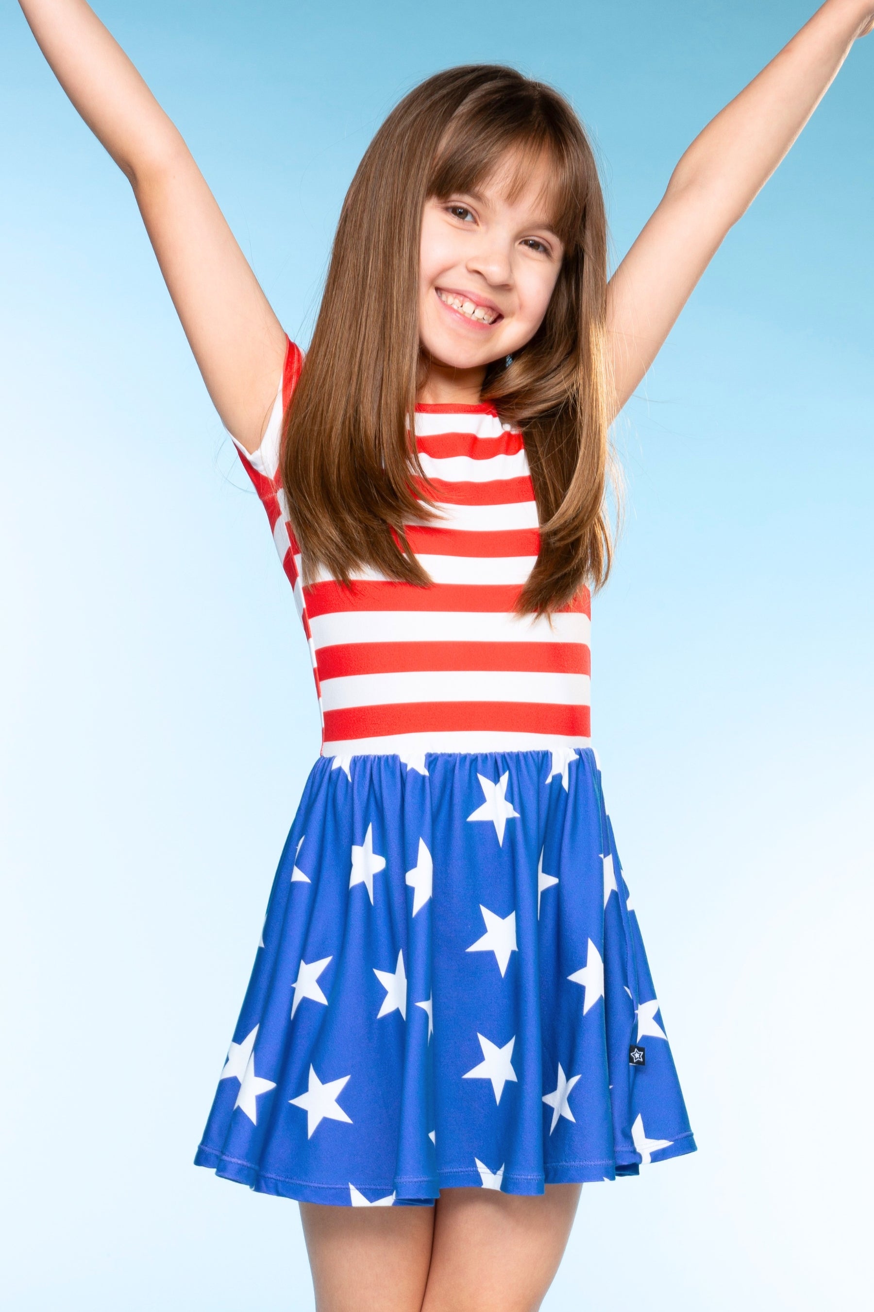 Simply Soft Short Sleeve Be Happy Dress - Red White & Blue Stripe & Stars - NEW!