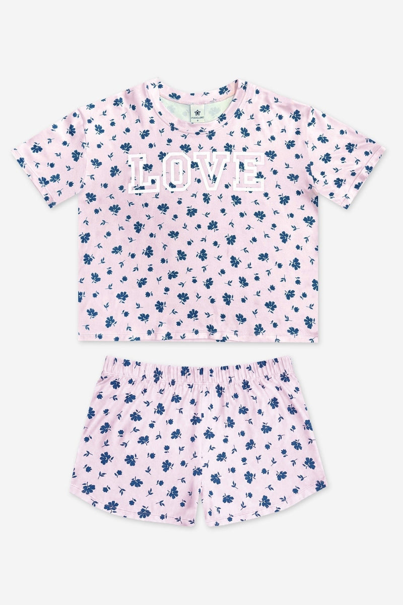 Simply Soft Easy Tee & Dolphin Short Set - Pink Denim Floral Love - NEW!