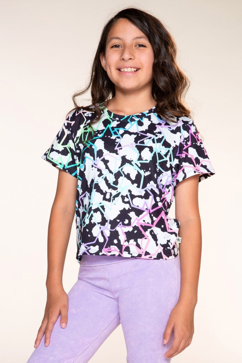 Simply Soft Easy Tee - Black Cream Rainbow Star - NEW!