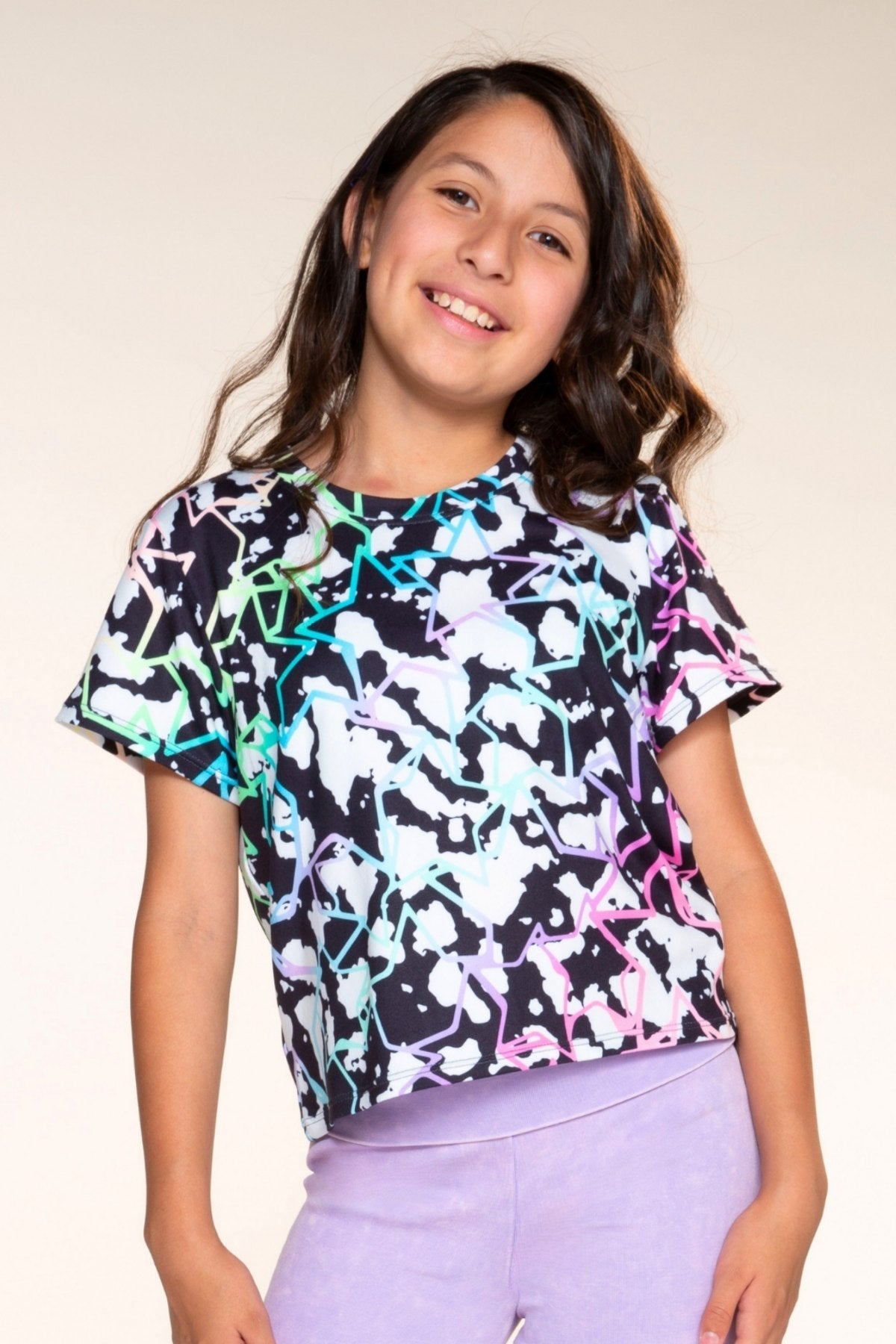 Simply Soft Easy Tee - Black Cream Rainbow Star - NEW!