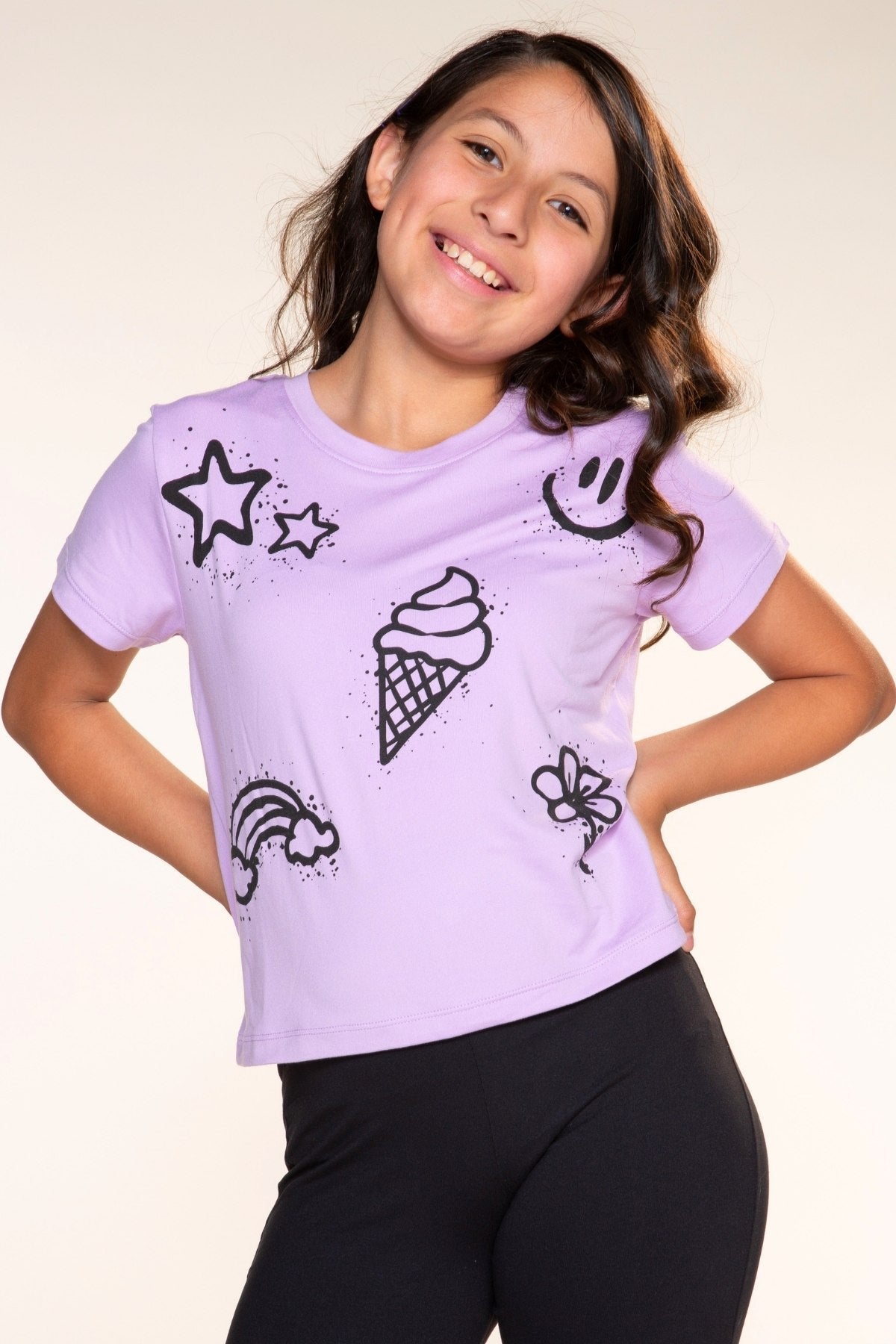 Simply Soft Easy Tee - Black Cream Rainbow Star - NEW!