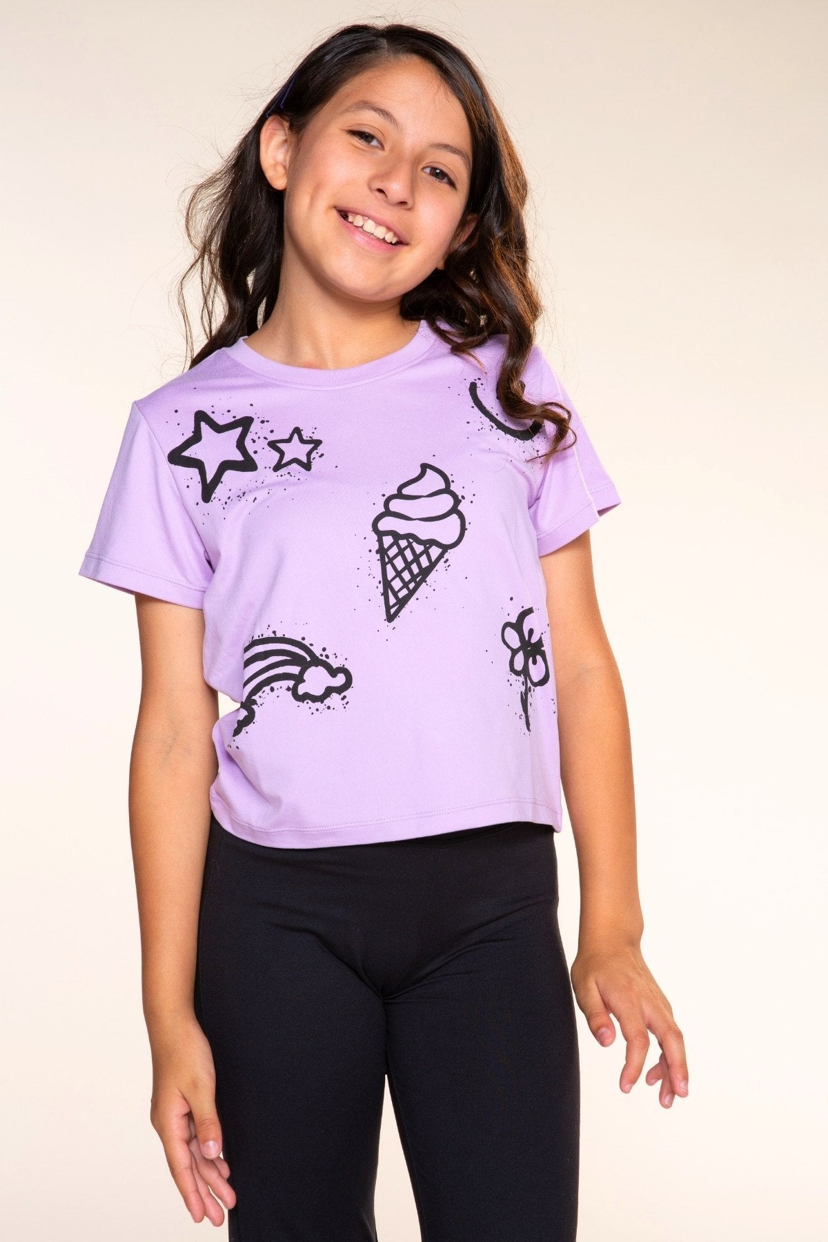 Simply Soft Easy Tee - Black Cream Rainbow Star - NEW!
