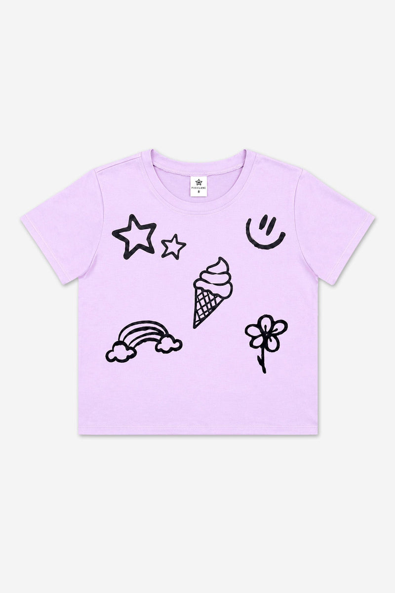 Simply Soft Easy Tee - Purple Graffiti Icons - NEW!