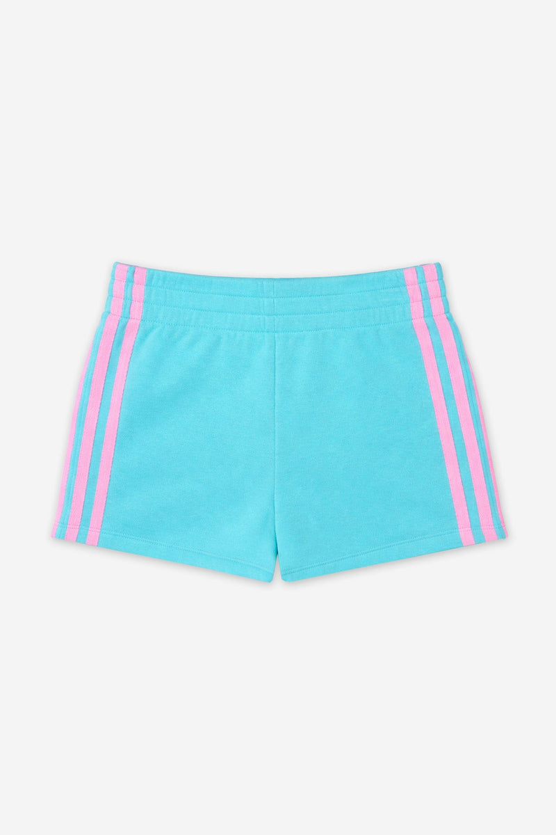 French Terry Smocked Striped Short - Seafoam Pink
