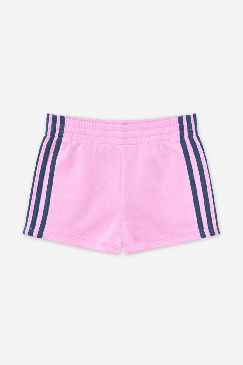 French Terry Smocked Striped Short - Pink Denim