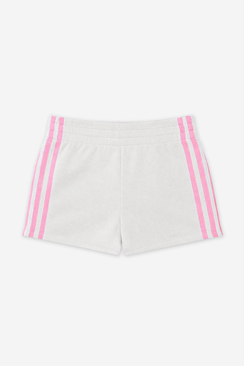 French Terry Smocked Striped Short - Ivory Pink