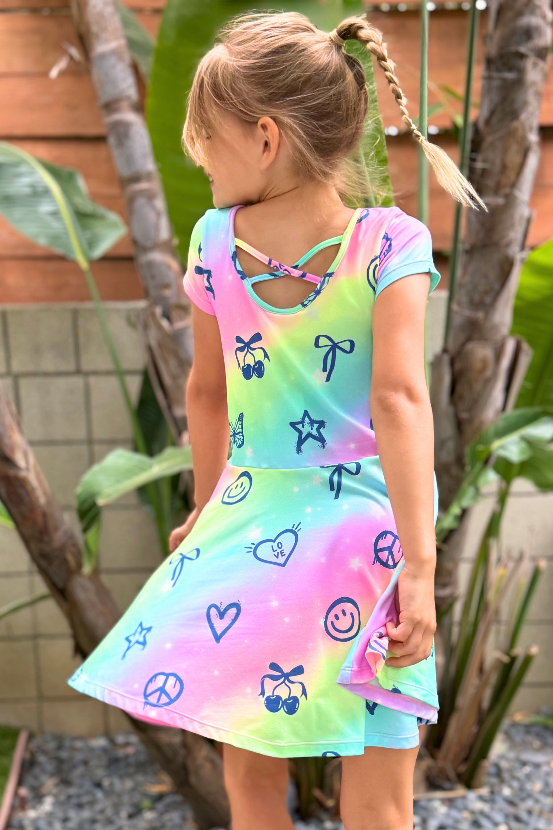 2 Pack SS Skater Dress - Pink Ivory Butterfly | Rainbow Graffiti Elements - NEW!
