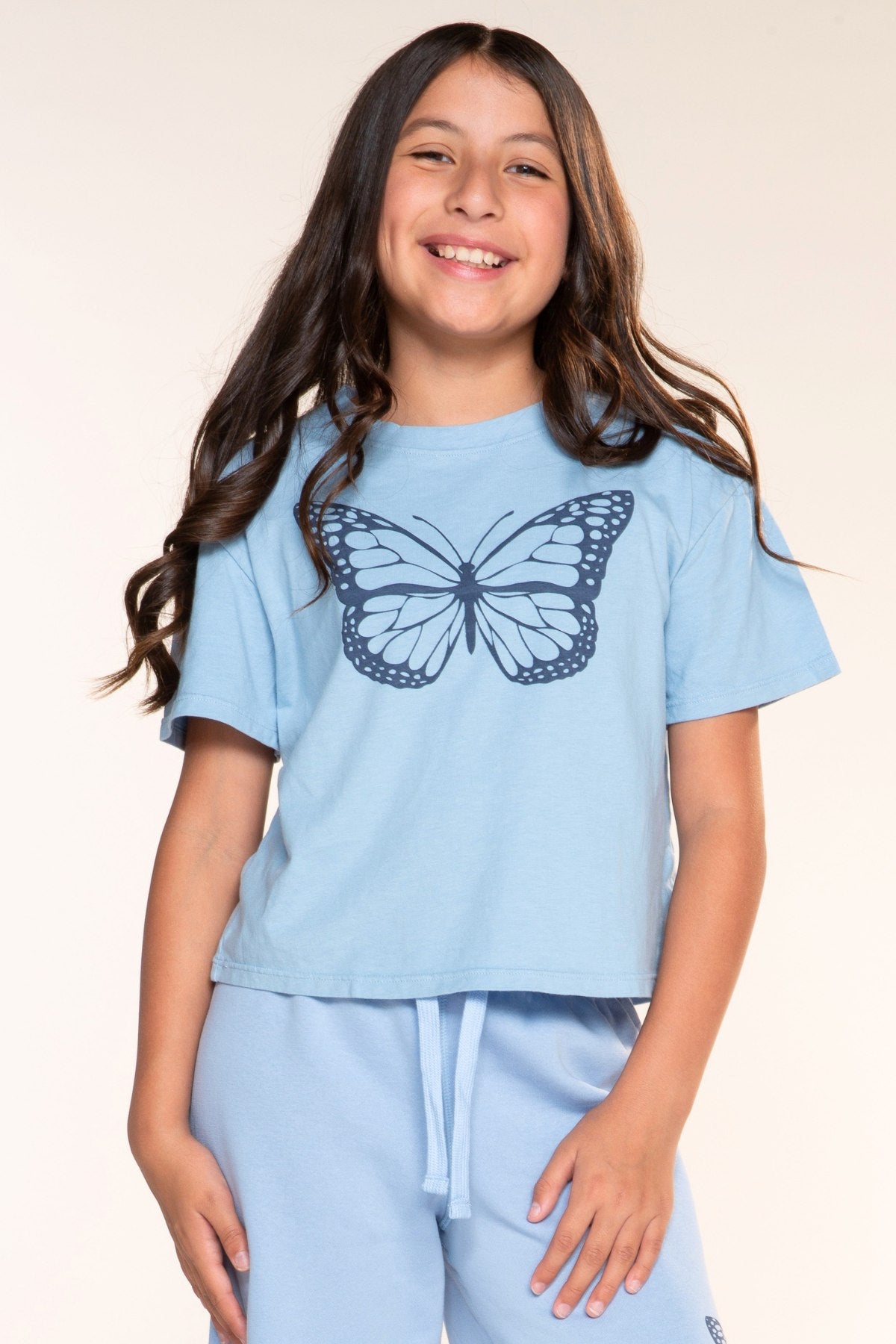 Washed Cotton Drop Shoulder Tee. - Lt Pink USA