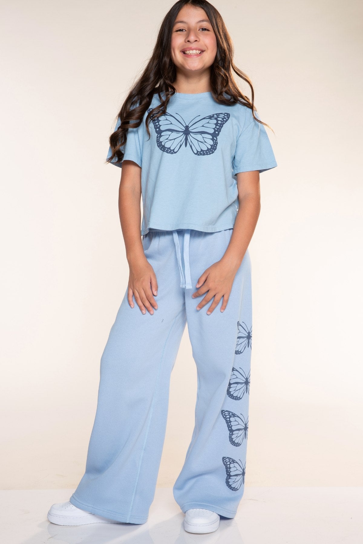 Cloud Soft French Terry Wide Leg Pant - Light Blue Butterfly - NEW!