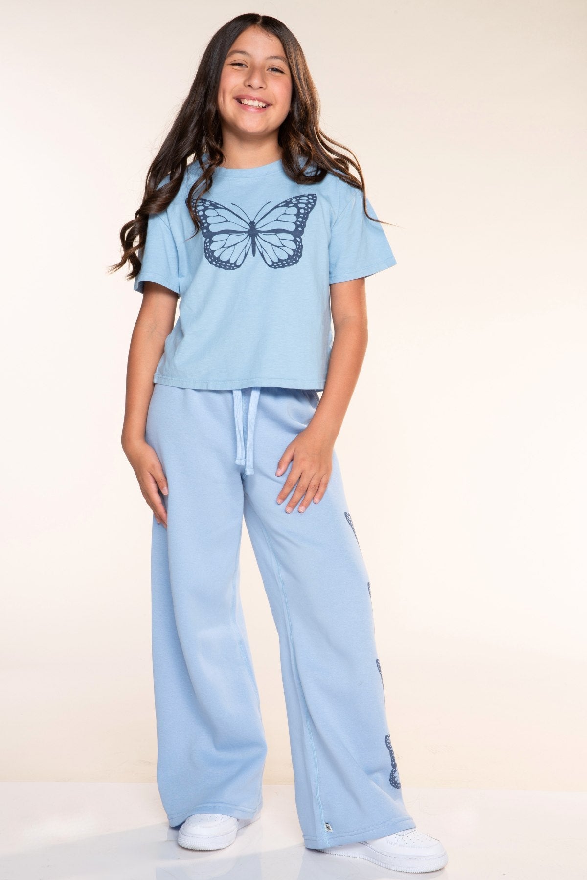 Cloud Soft French Terry Wide Leg Pant - Light Blue Butterfly - NEW!