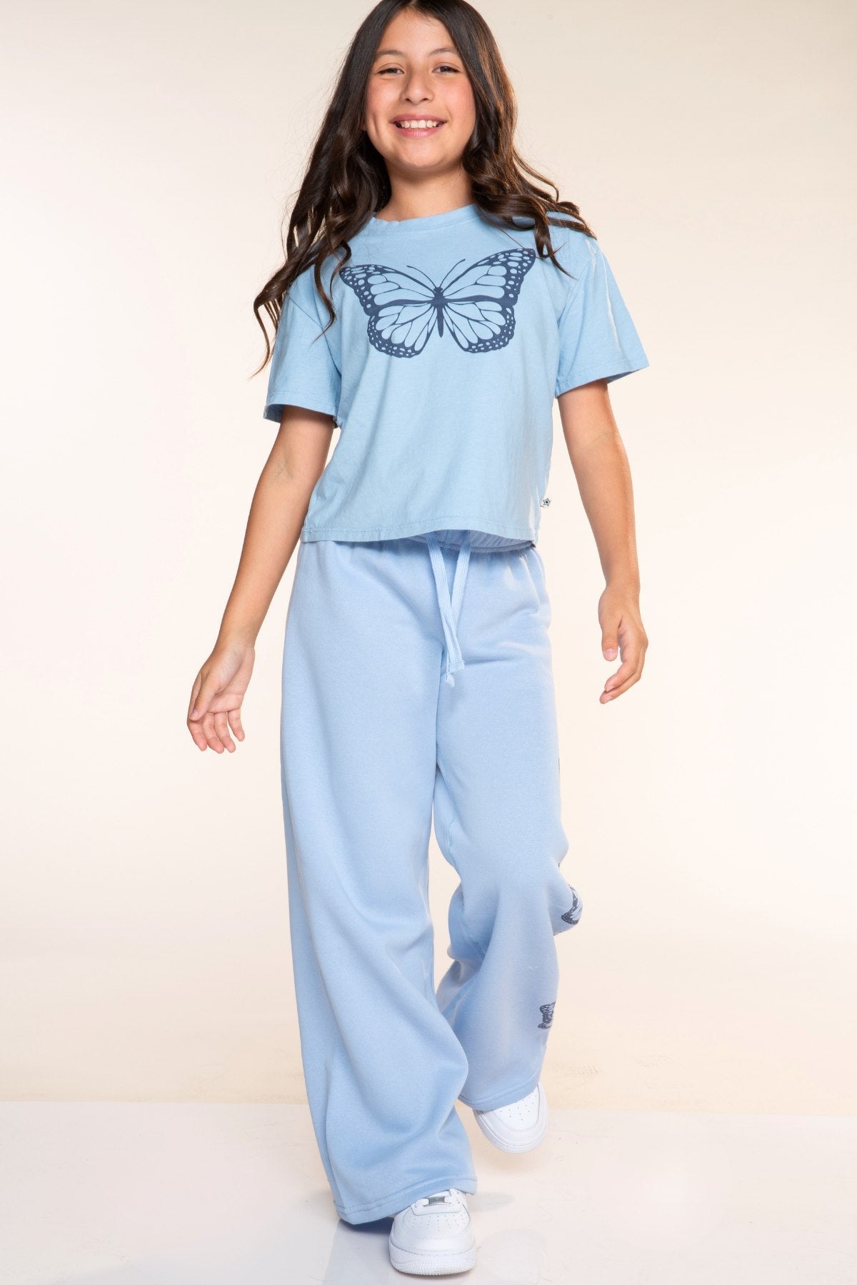 Cloud Soft French Terry Wide Leg Pant - Light Blue Butterfly - NEW!