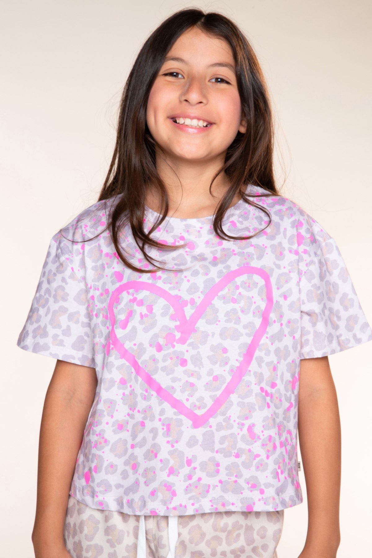 Washed Cotton Drop Shoulder Tee. - Denim Floral Smile