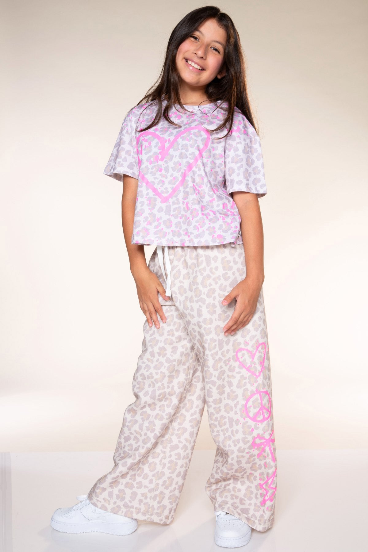 Washed Cotton Drop Shoulder Tee. - Denim Floral Smile