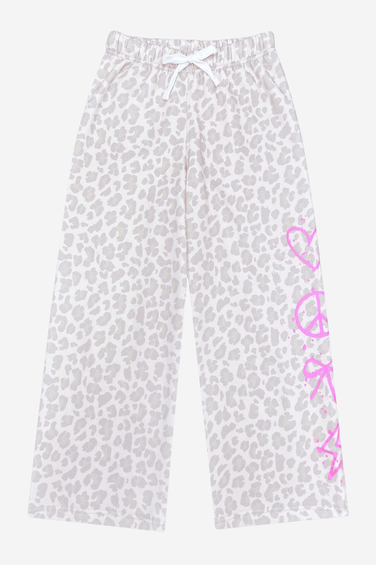 Cloud Soft French Terry Wide Leg Pant - Taupe Leopard Pink Sketch Emoji - NEW!