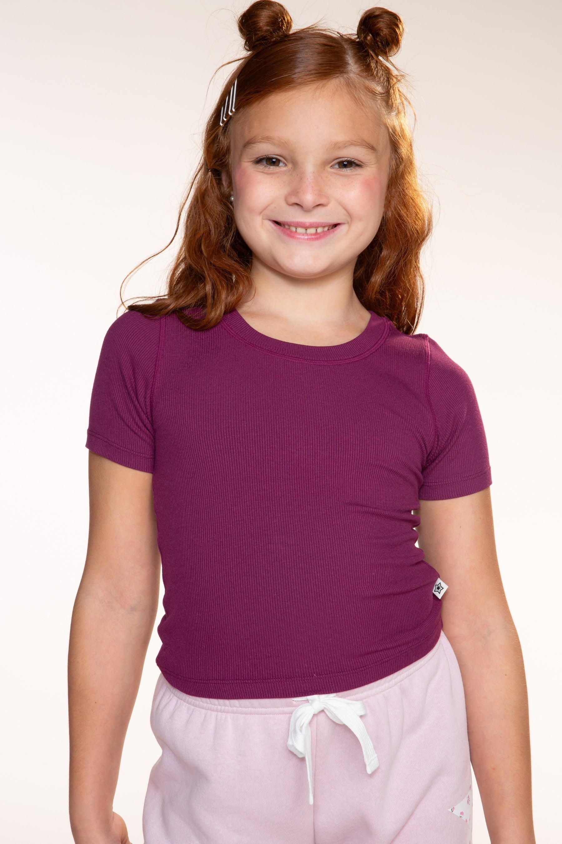Ultra-Soft Ribbed Fitted Tee - Ivory Pink Stripe