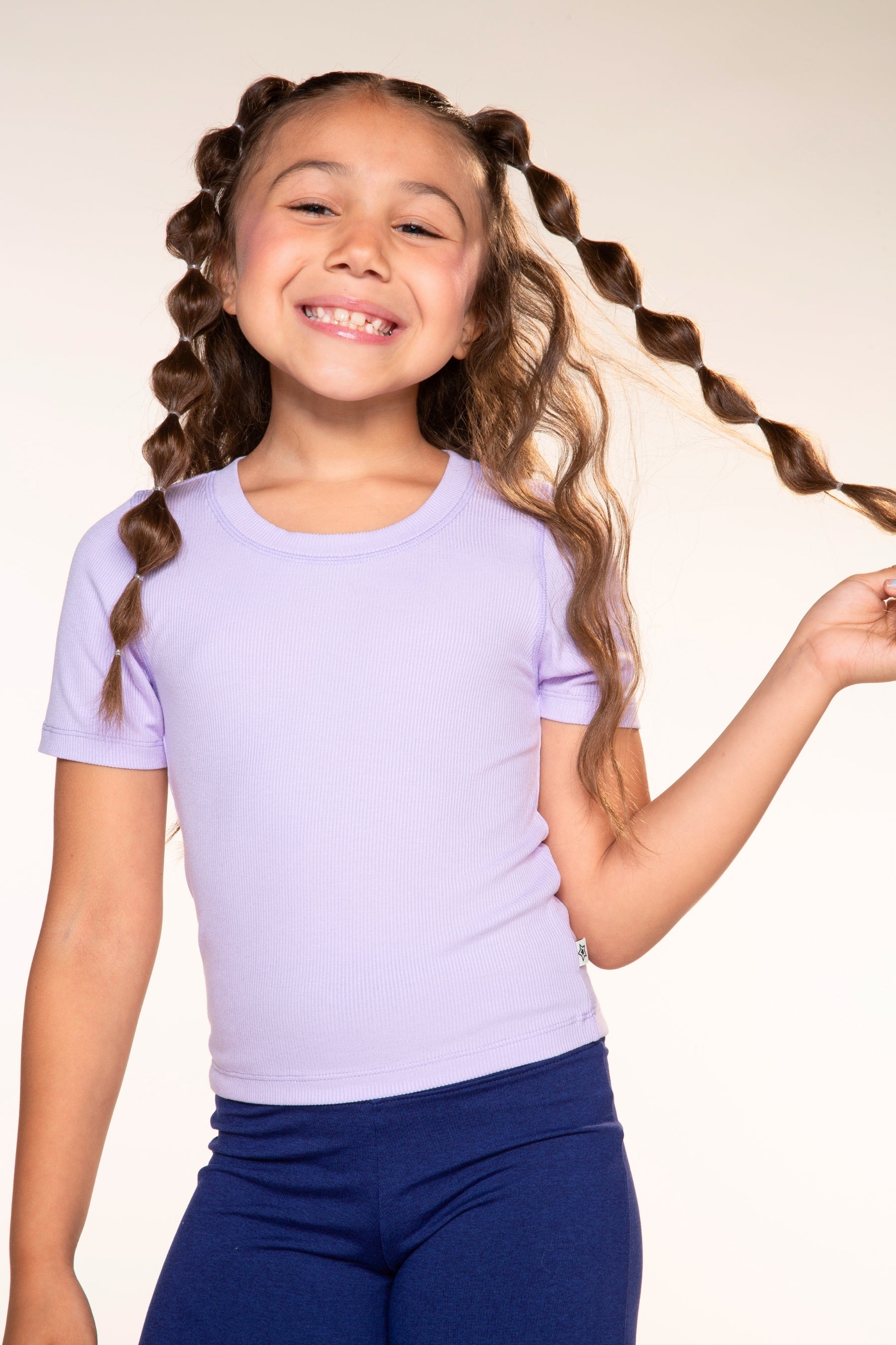 Ultra-Soft Ribbed Fitted Tee - Ivory Pink Stripe