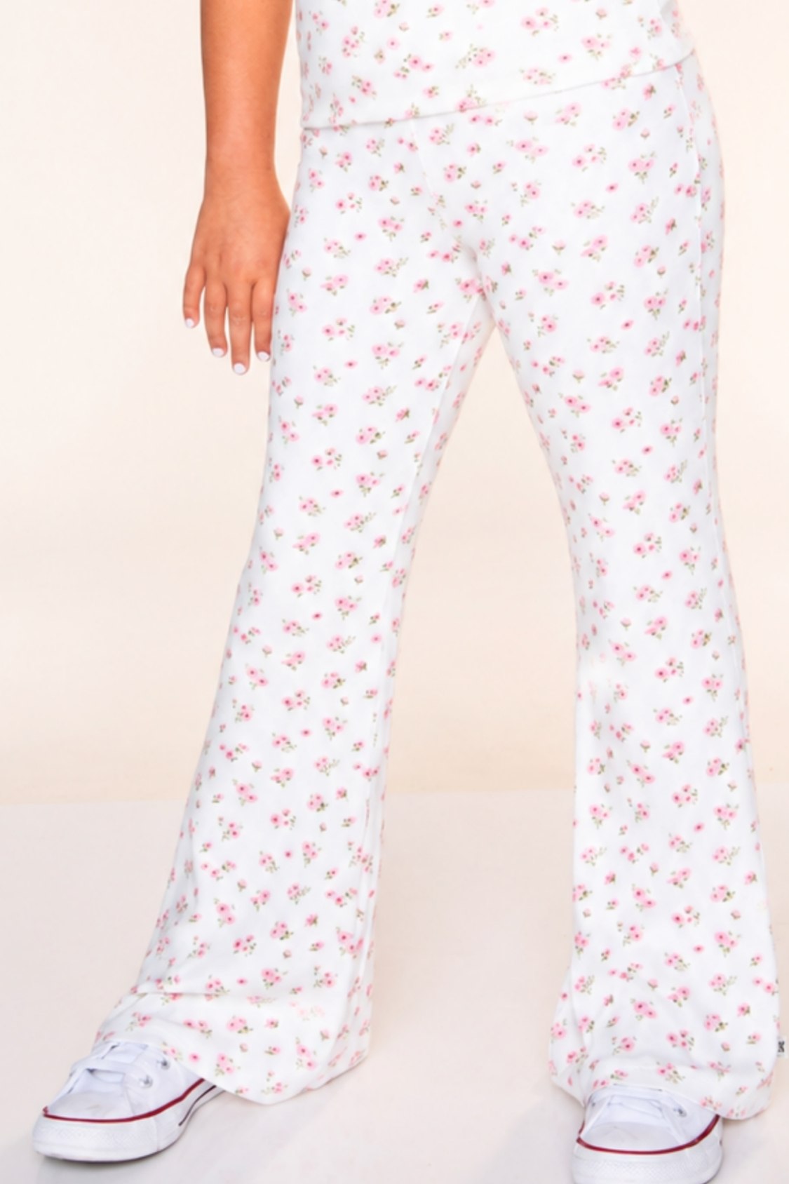 Foldover Rib Flare Legging - Oatmeal Pink Floral - NEW!