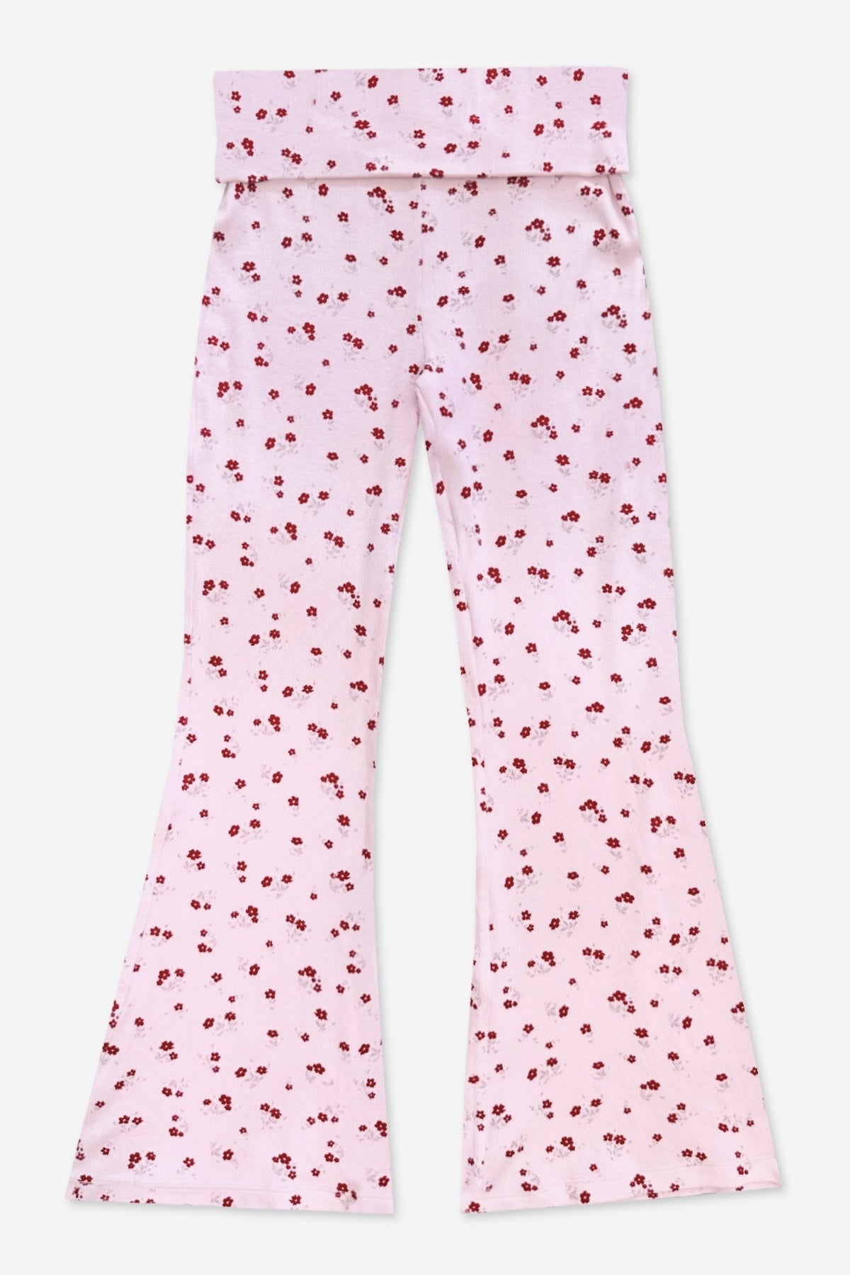 Foldover Rib Flare Legging - Oatmeal Pink Floral - NEW!