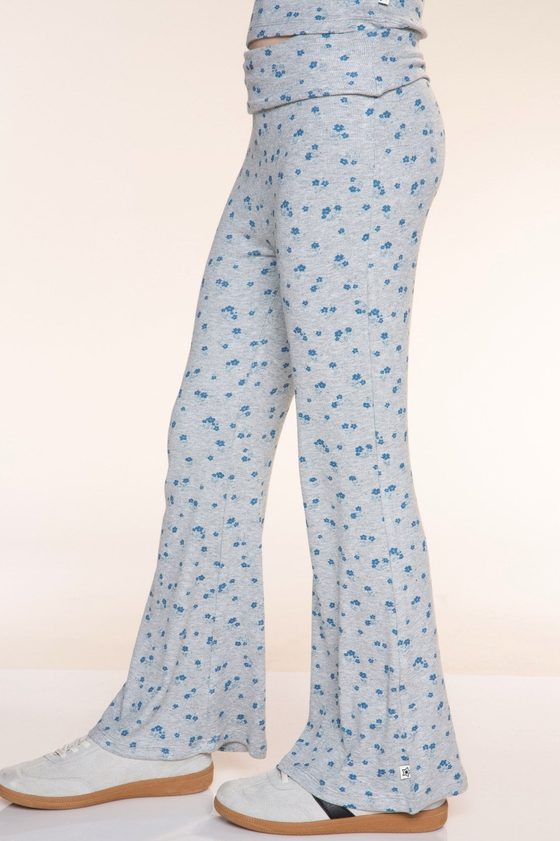 Foldover Rib Flare Legging - Oatmeal Pink Floral - NEW!