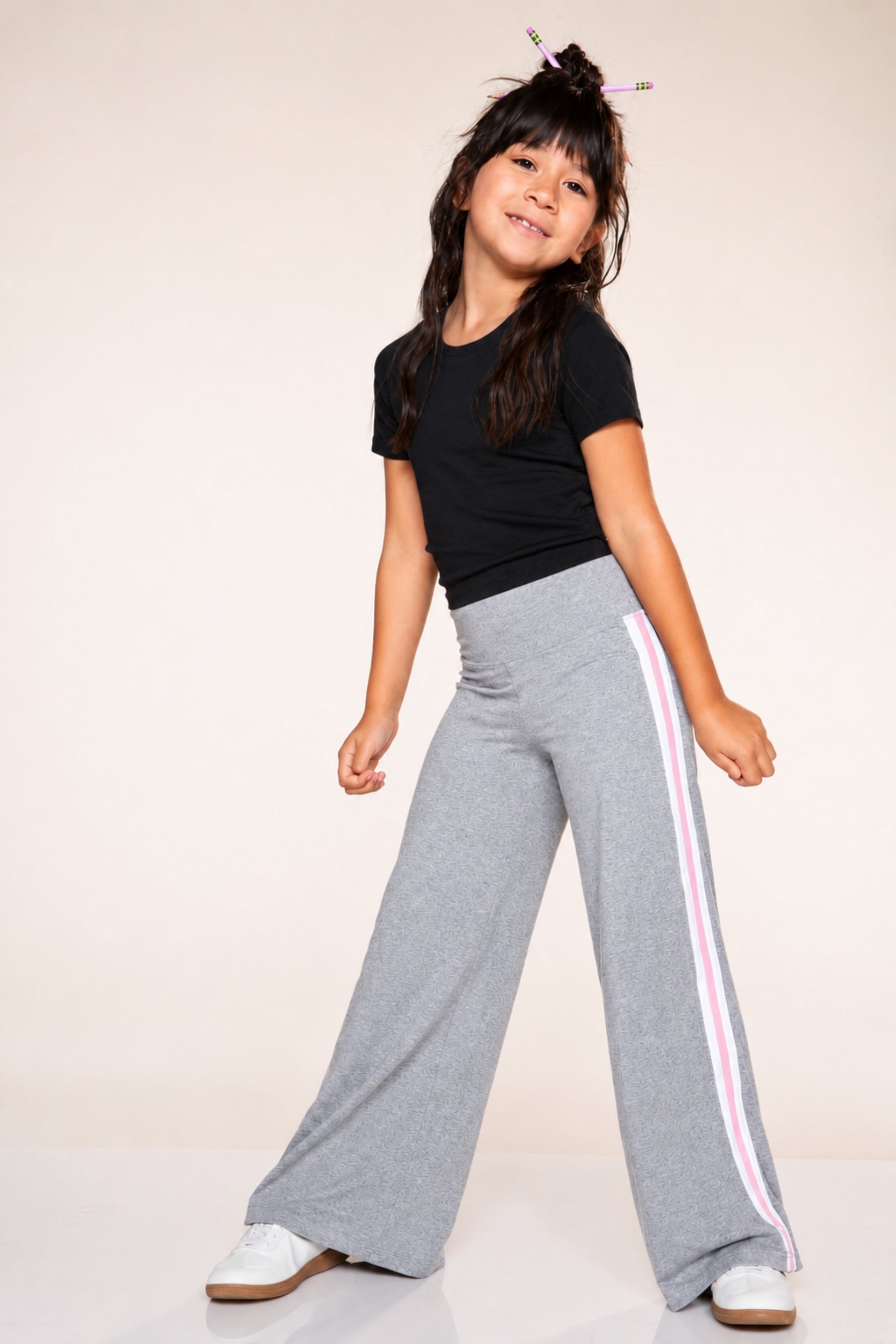 4-Pack Simply Soft Luxe Wide Leg Pant - Black | Navy Blue | Black Wht Stripe | Steel Pink Wht Stripe - NEW!