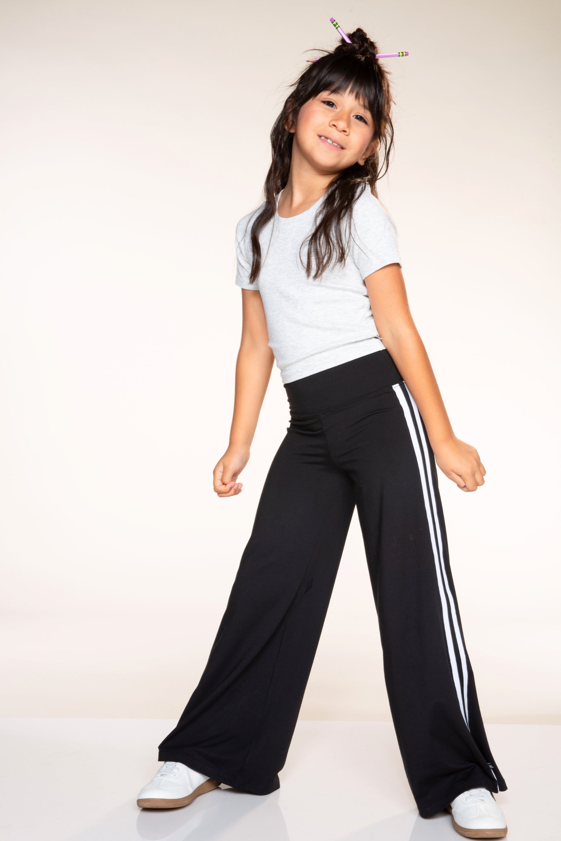 Simply Soft Luxe Wide Leg Pant - Black White Stripe - NEW!