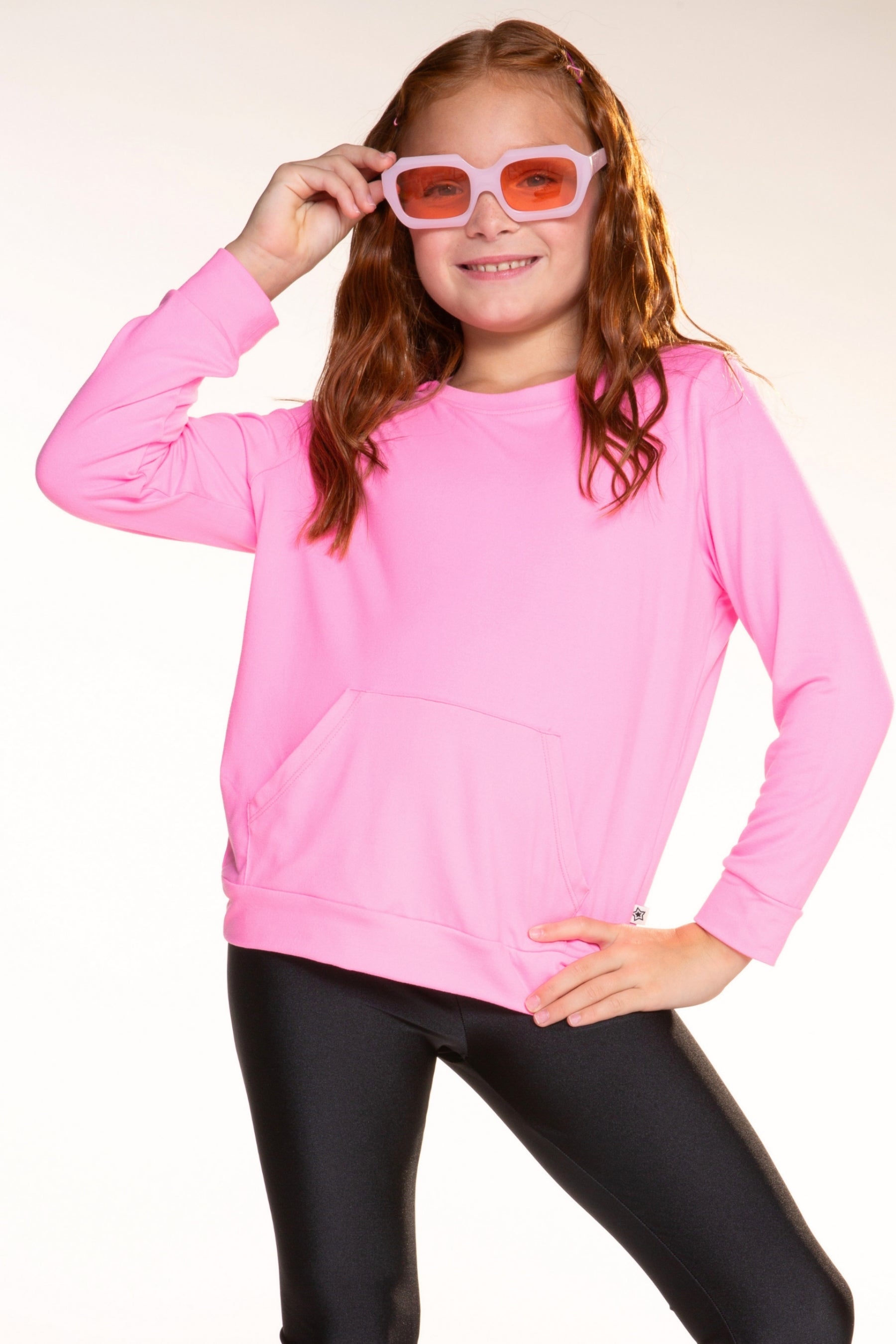 5 Pack Simply Soft Kanga Pocket Crew Top - Neon Pink | Black | Blush Tie Dye | Lilac | Lilac Tie Dye - NEW!