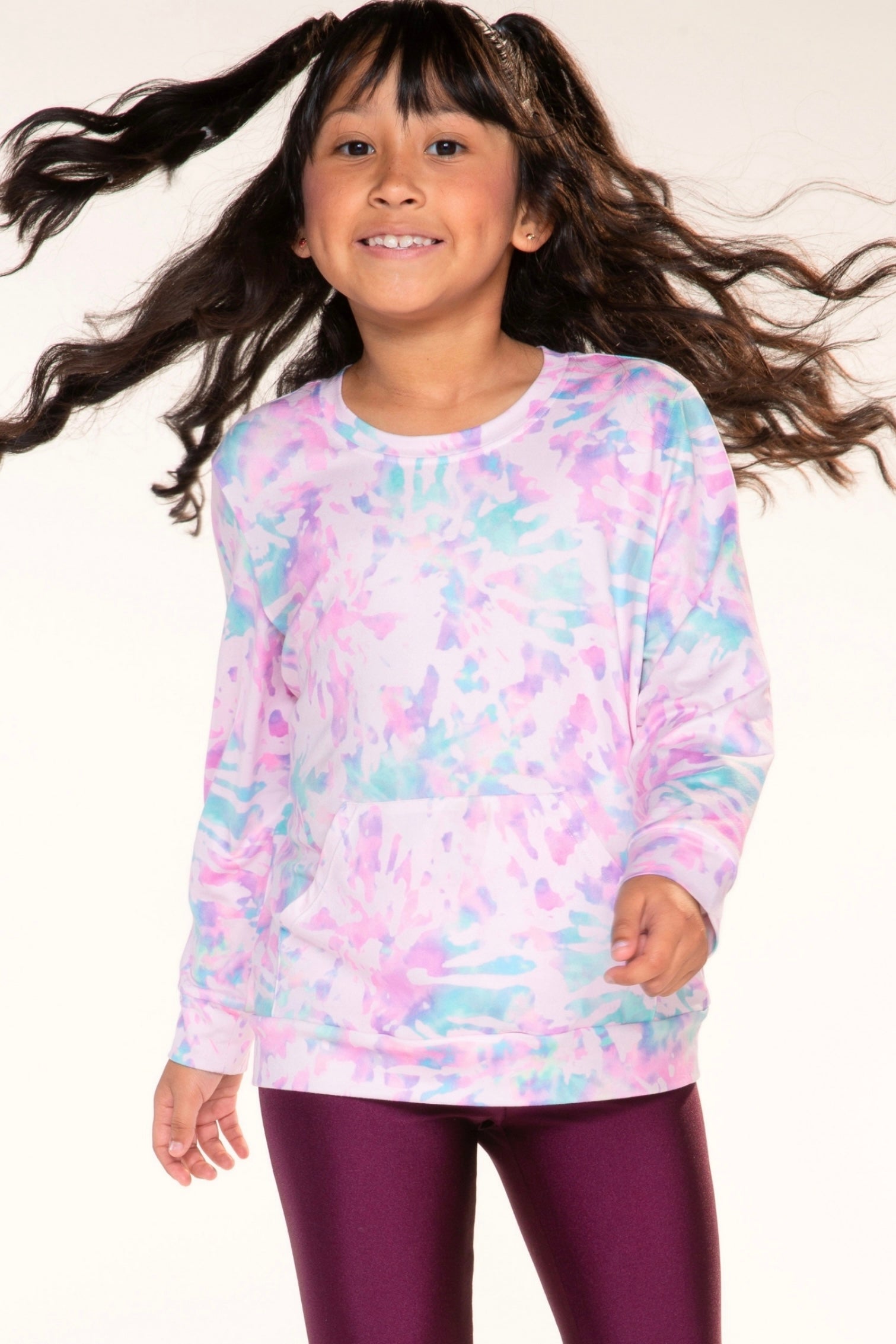 4 Pack Simply Soft Kanga Pocket Crew Top - Dusty Pink | Blush Tie Dye | Lilac | Lilac Tie Dye - NEW!