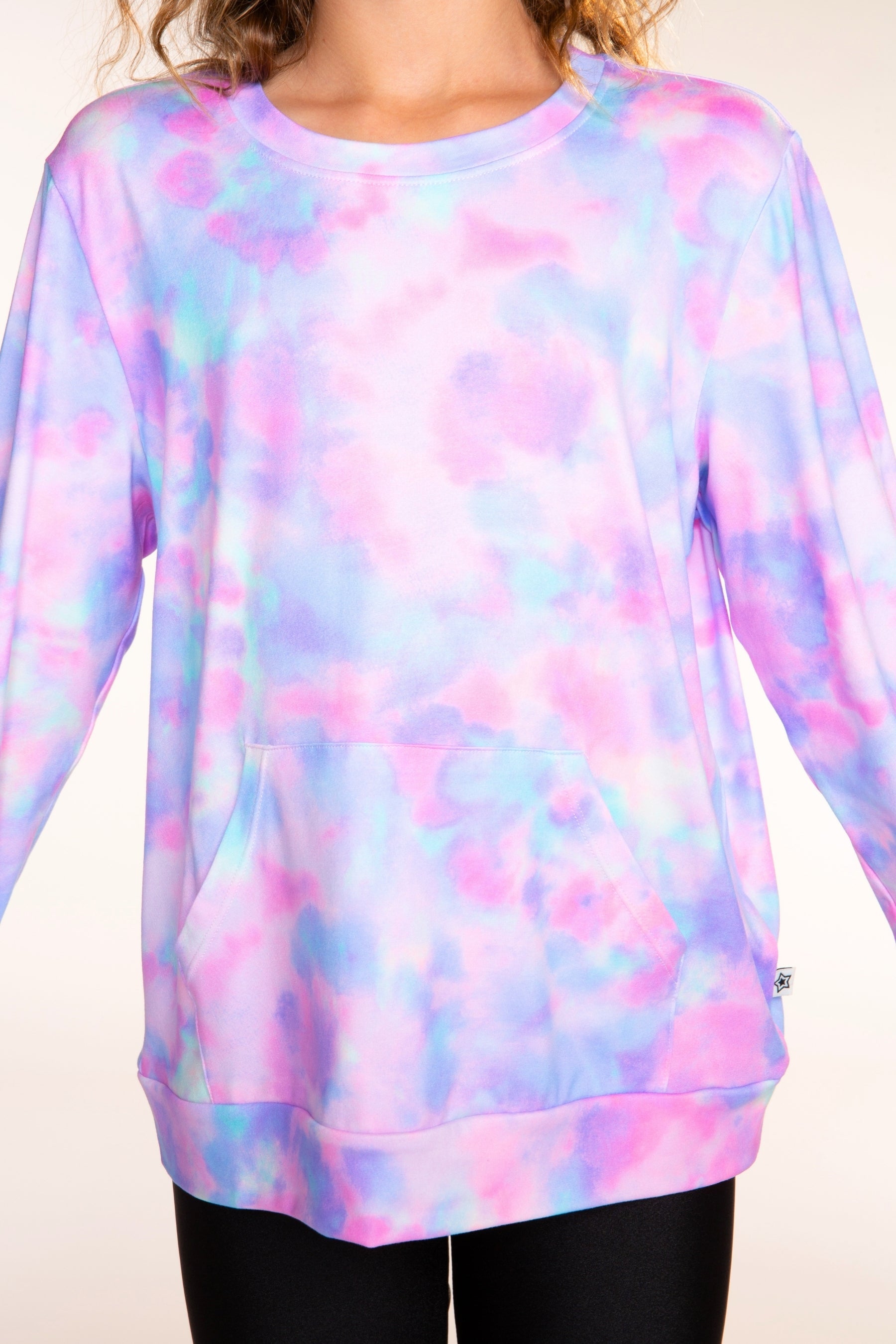 3 Pack Simply Soft Kanga Pocket Crew Top - Black | Blush Tie Dye | Neon Pink - NEW!