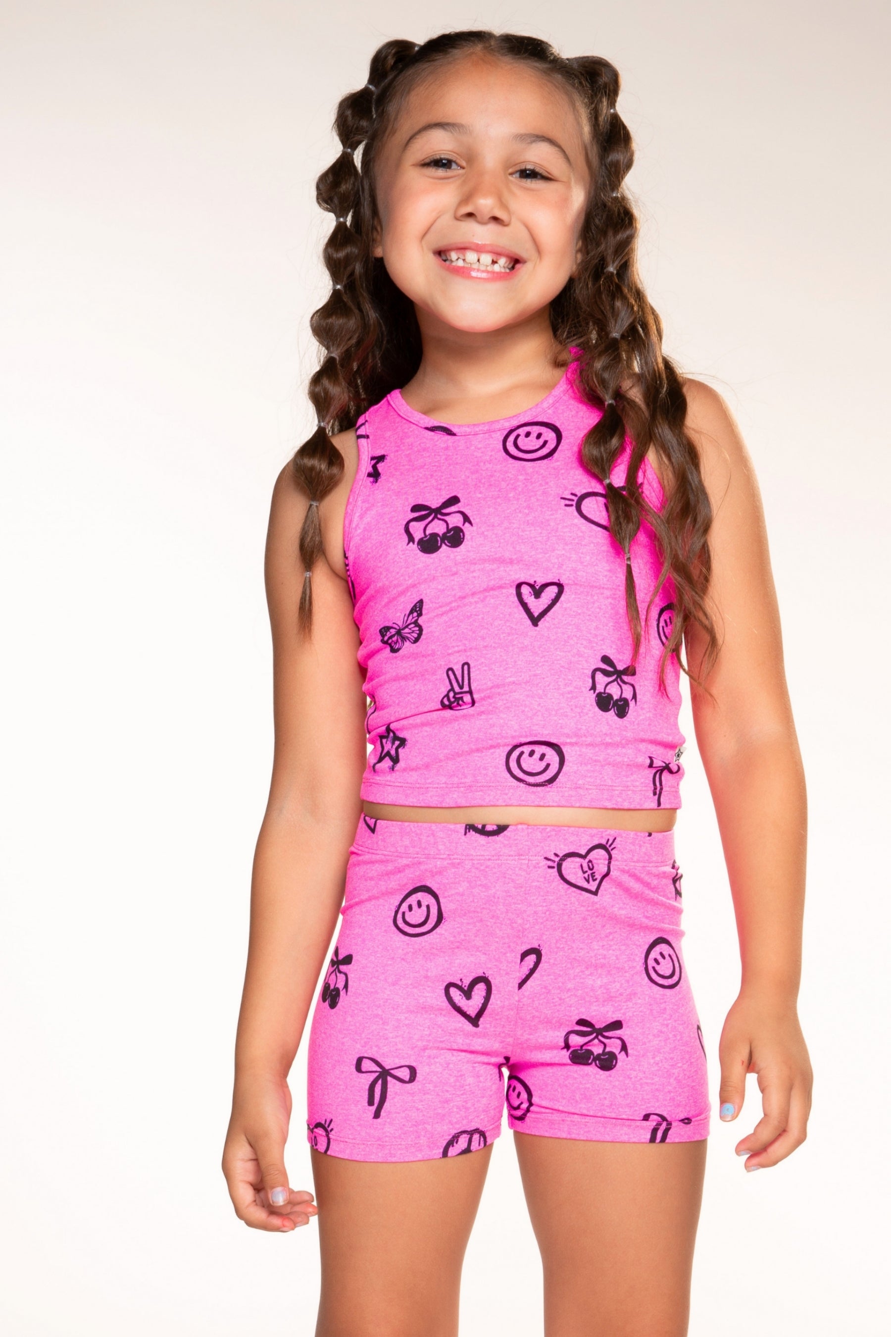 2-Pack Simply Soft Luxe Cropped Racerback Tank & Tumble Short - Steel Black Bows | Black Rainbow Smile - NEW!
