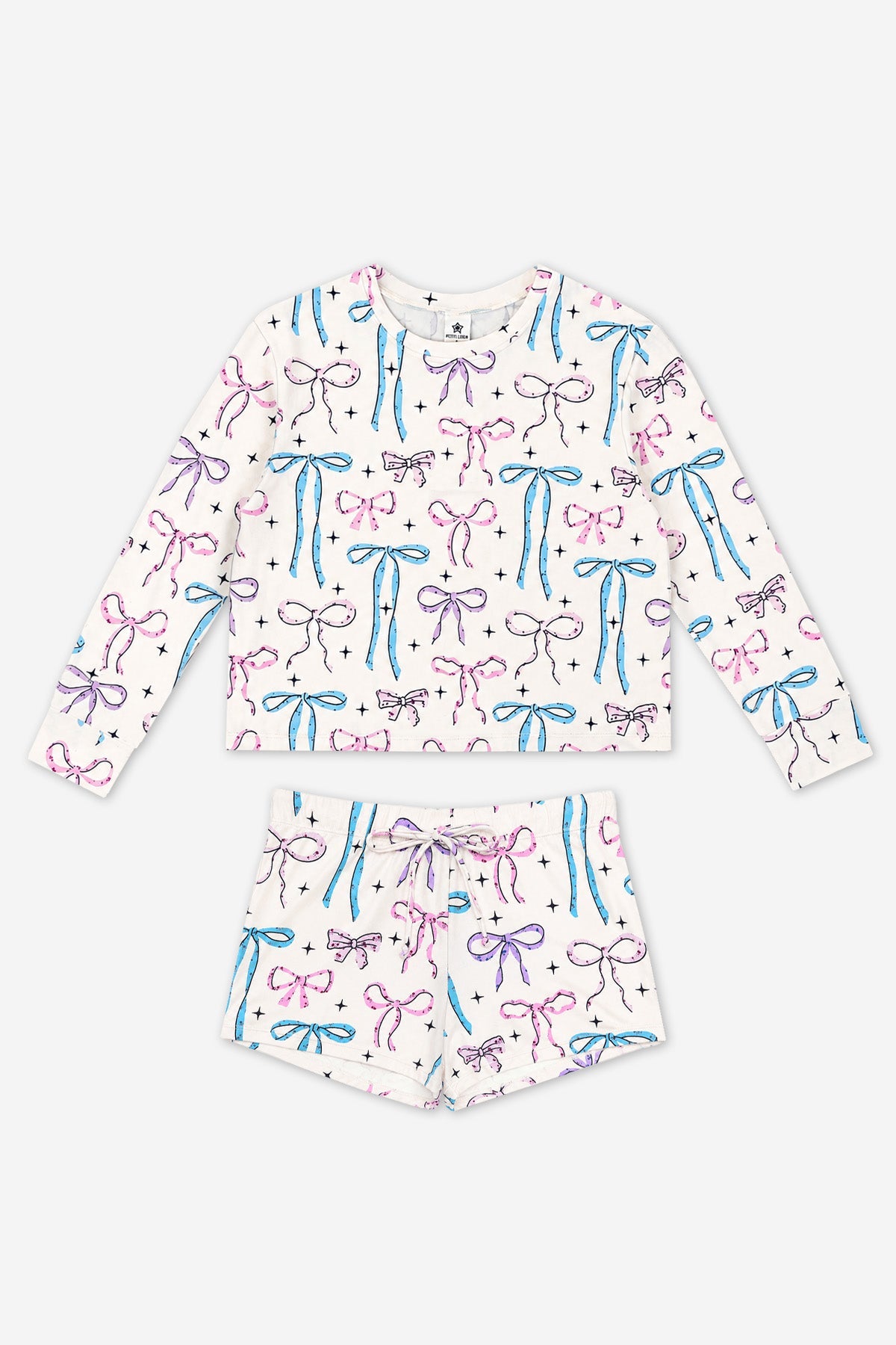 Simply Soft Long Sleeve Easy Tee & Dolphin Short - Ivory Floral Bow - NEW!