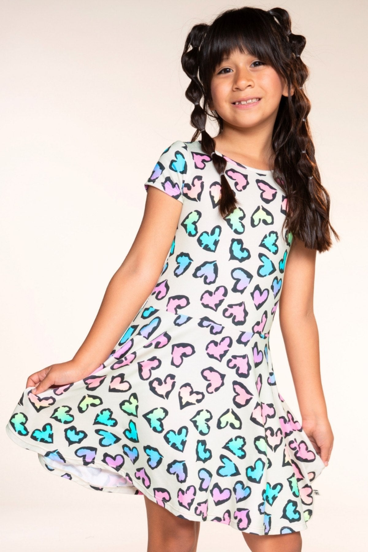 2 Pack SS Skater Dress - Denim Ivory Floral | Rainbow Leopard Heart - NEW!