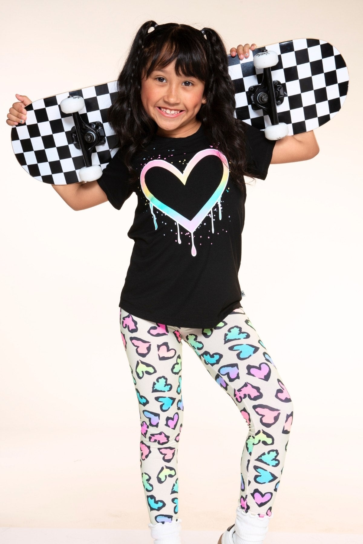 3 Pack Retro Rainbow & Leopard Heart Leggings - Retro Rainbow & Hearts - NEW!