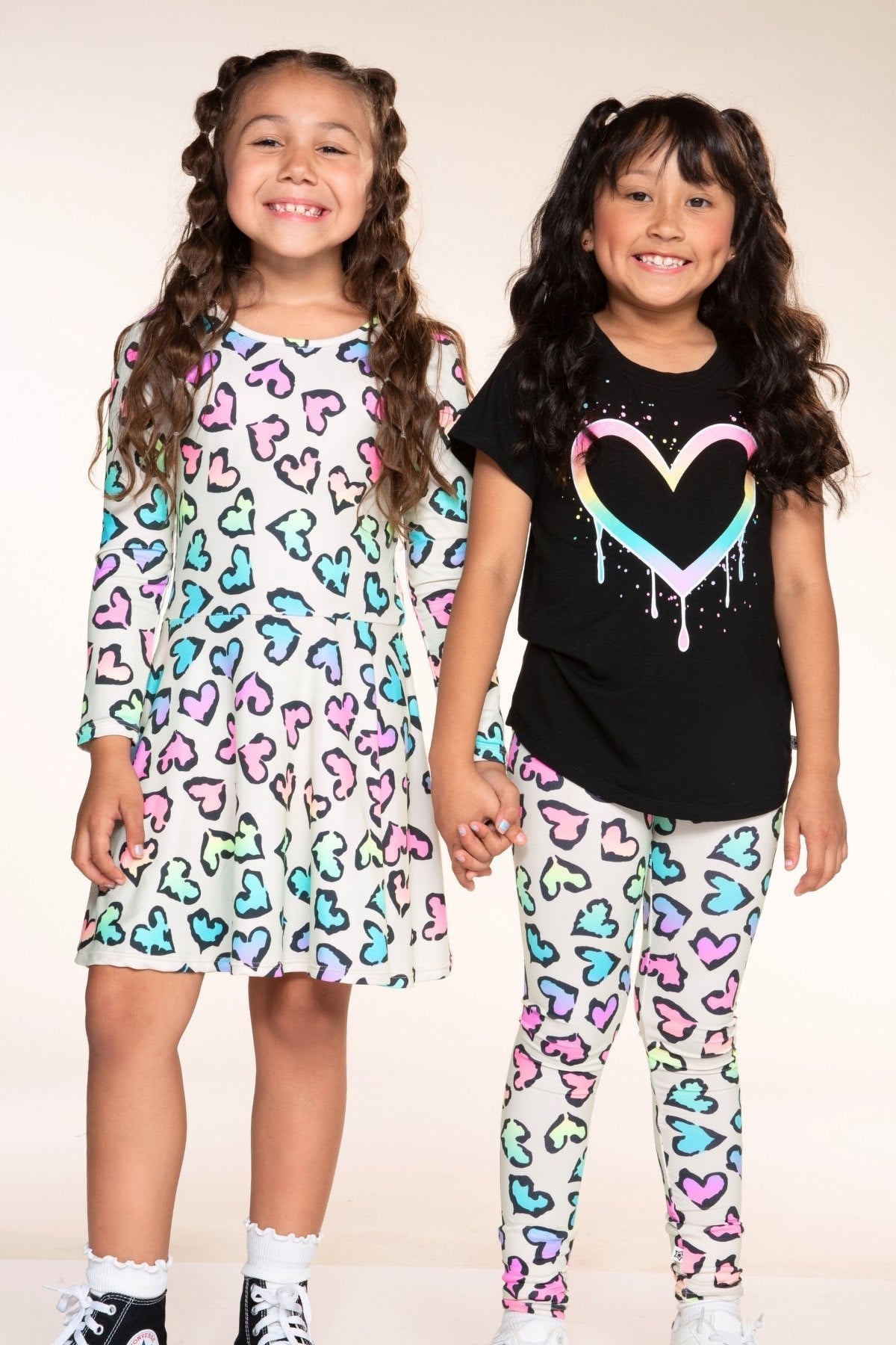 Modal Short Sleeve Shirttail Top - Black Rainbow Drip Heart - NEW!
