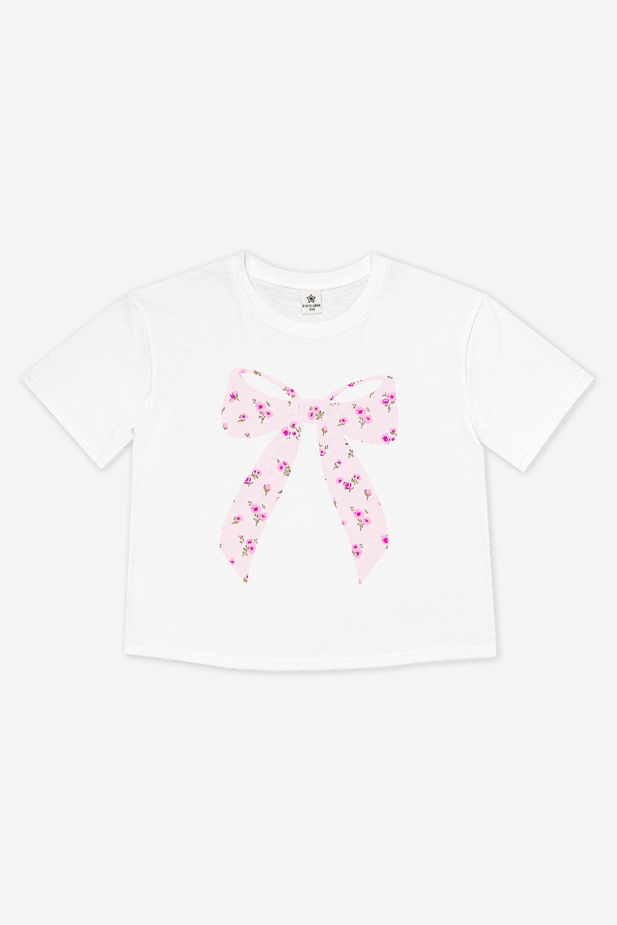 Washed Cotton Drop Shoulder Tee. - Denim Floral Smile