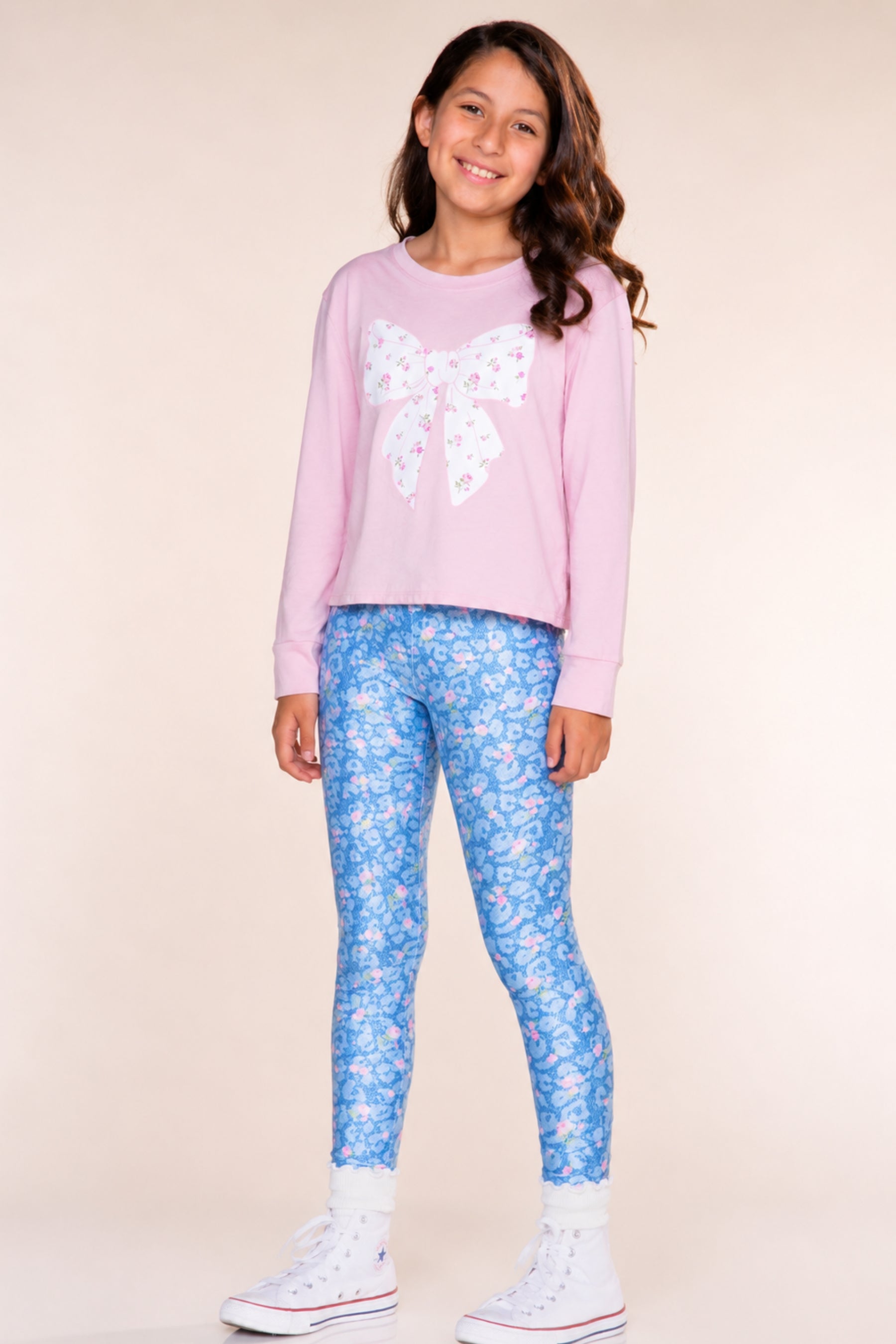 3 Pack Mixed Tees & High Shine Long Legging - Sweet Pink Bow & Blooms - NEW!