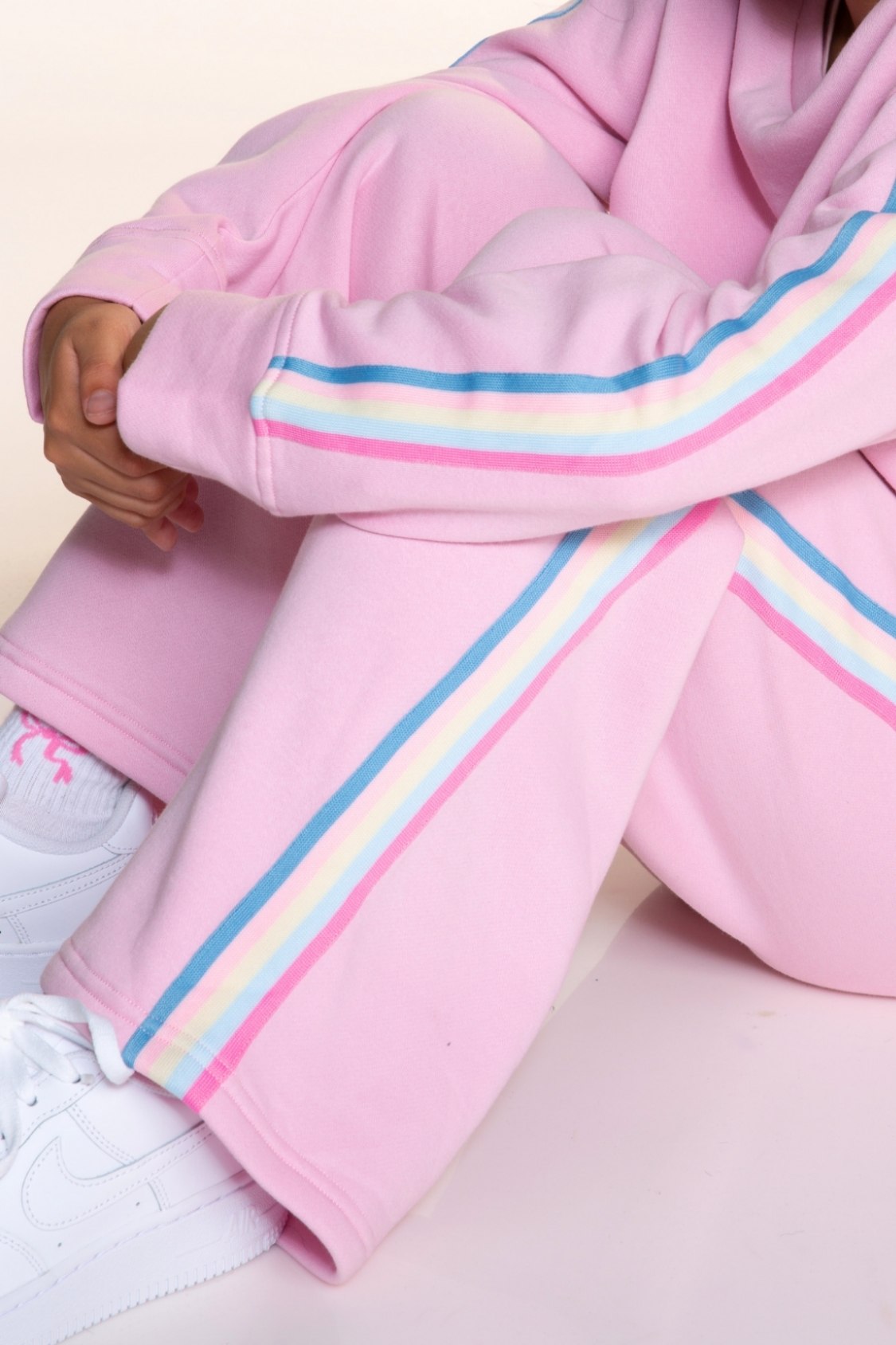Cloud Soft French Terry Everyday Sweatshirt - Dusty Pink Blue Ivory Pink Stripe - NEW!