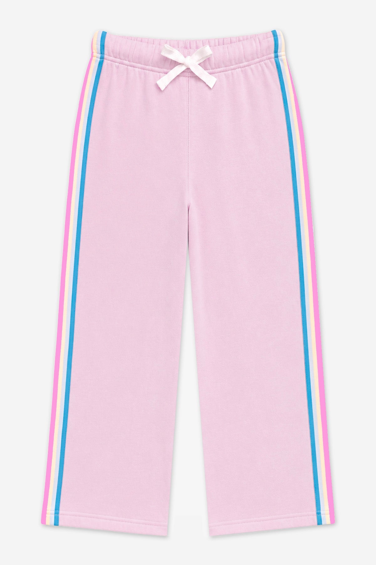Cloud Soft French Terry Wide Leg Pant - Dusty Pink Blue Ivory Pink Stripe - NEW!