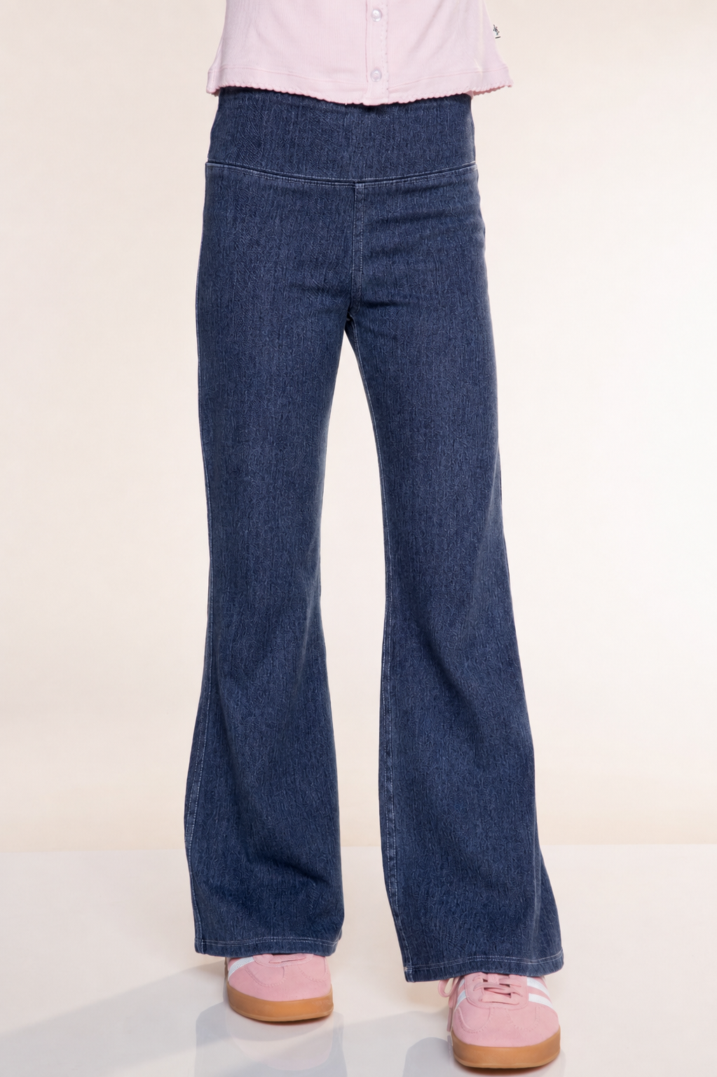 Super Stretch Soft Denim Flare Jegging - Light Blue Denim Floral - NEW!