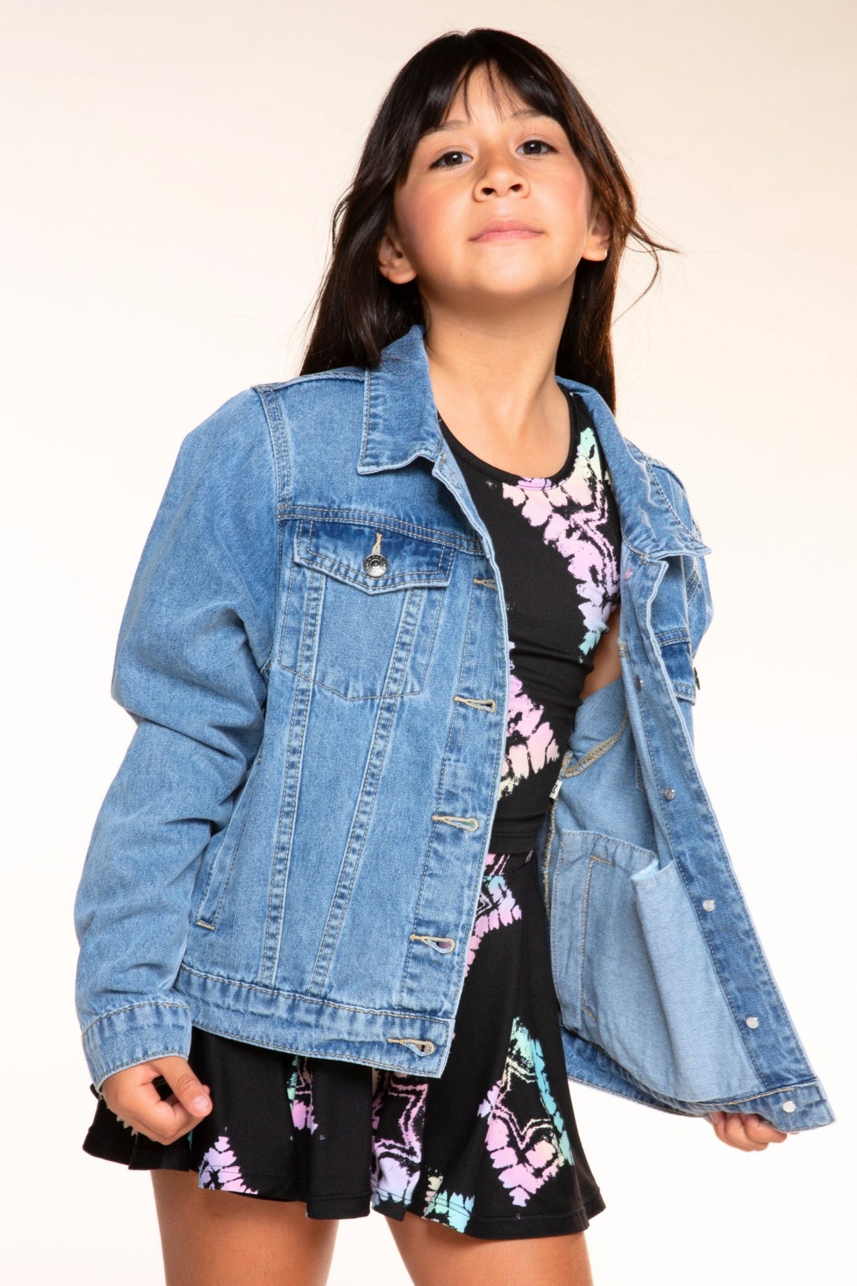 The Perfect Denim Jacket - Medium Blue Wash Pink Floral - NEW!