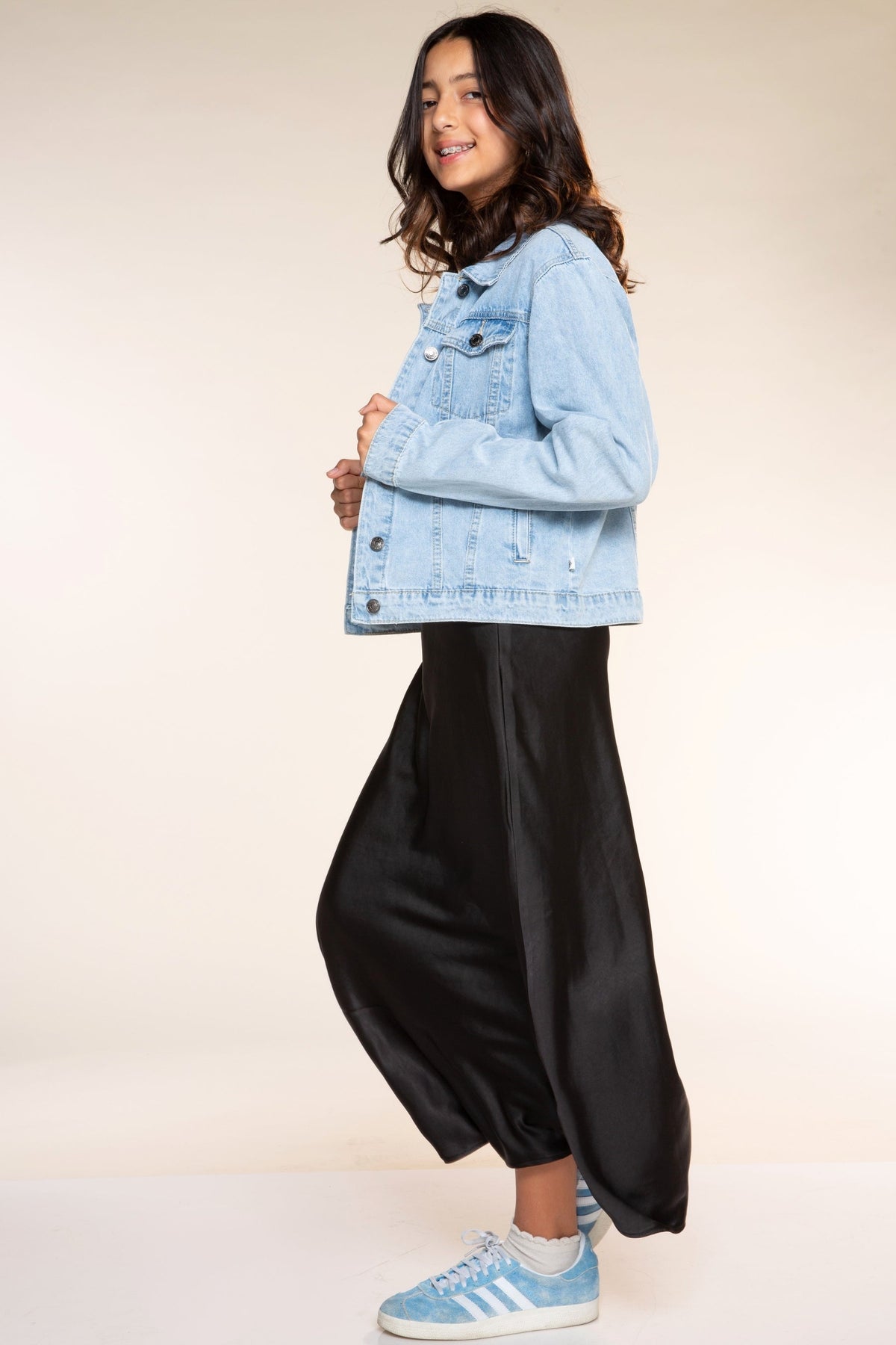 Washed Satin Maxi Skirt - Blue Ice - NEW!