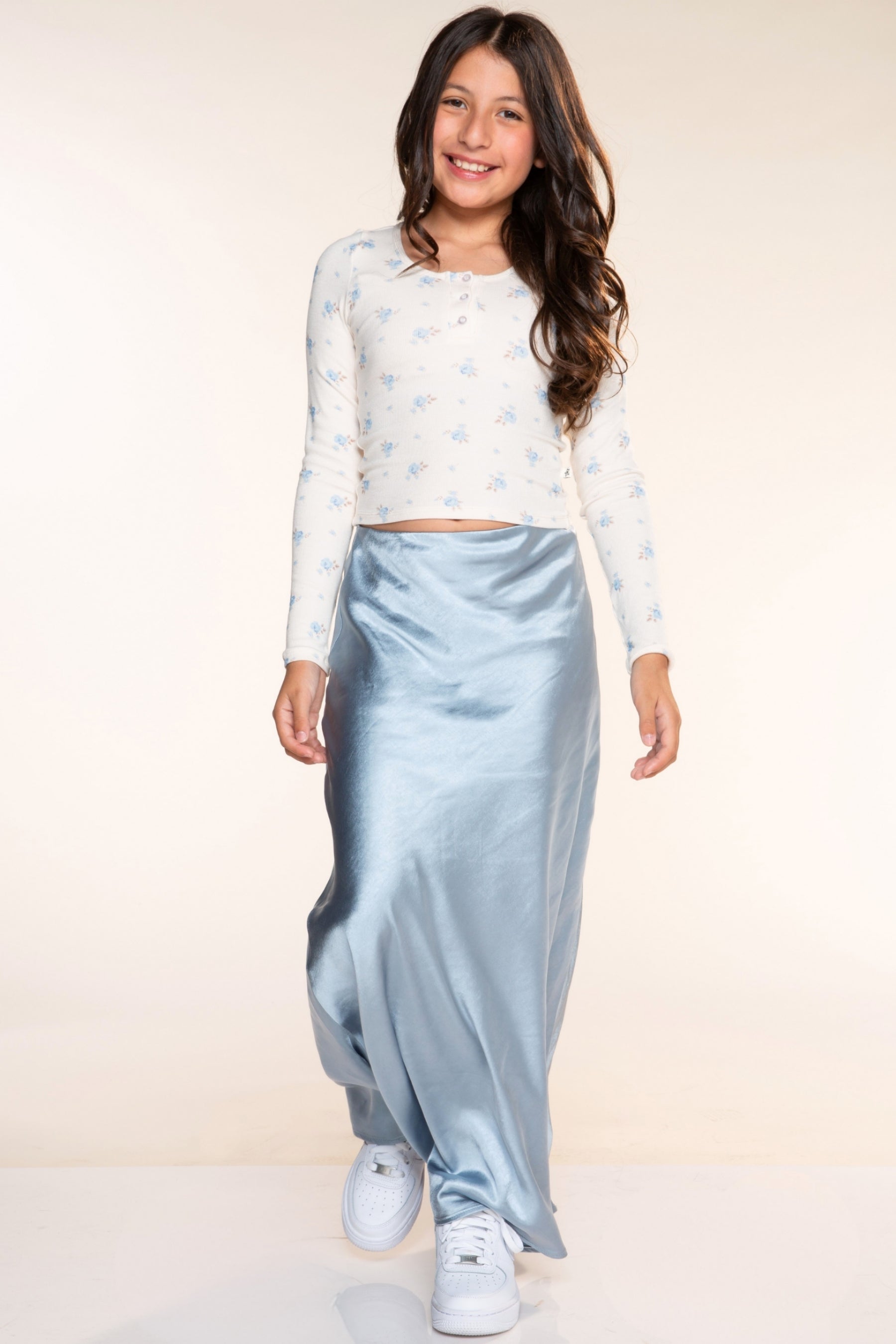 Washed Satin Maxi Skirt