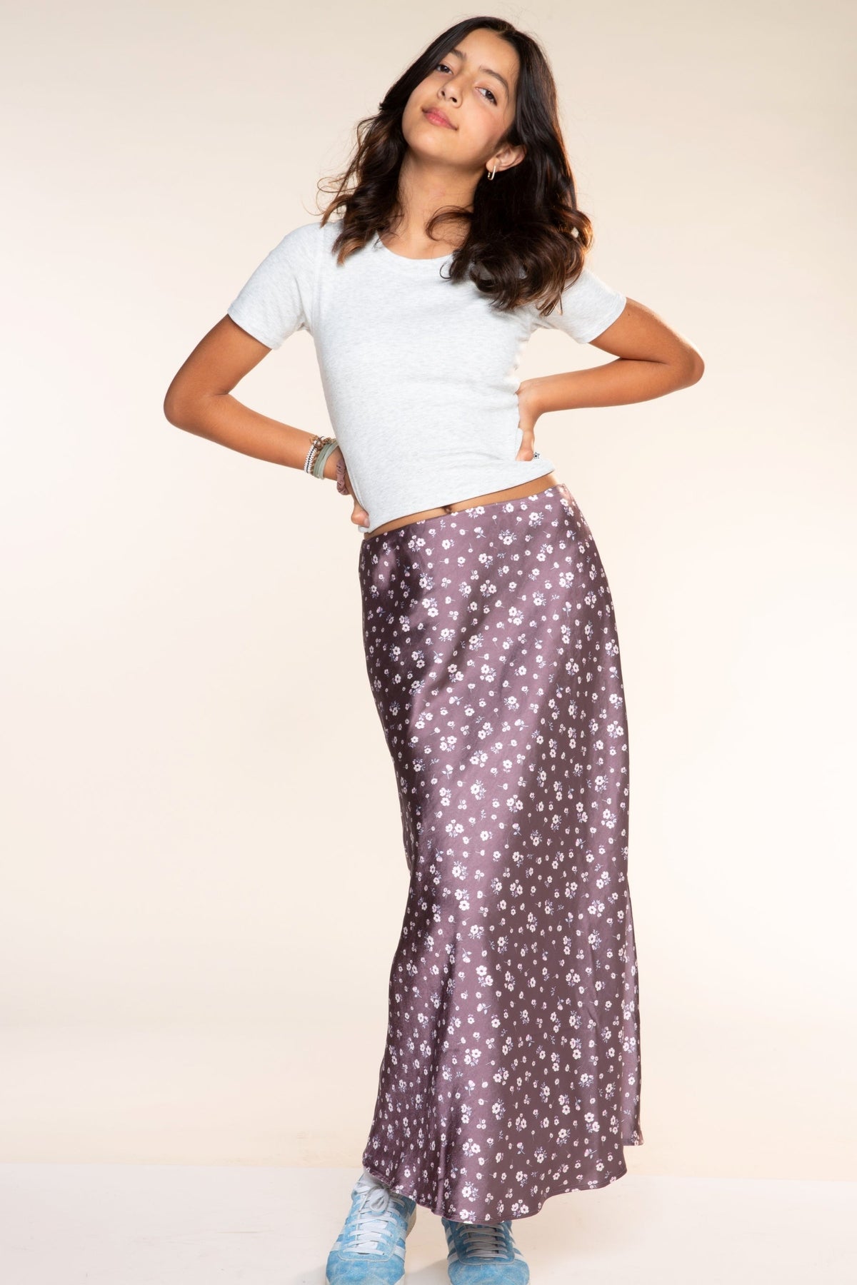 Washed Satin Maxi Skirt - Blue Ice - NEW!